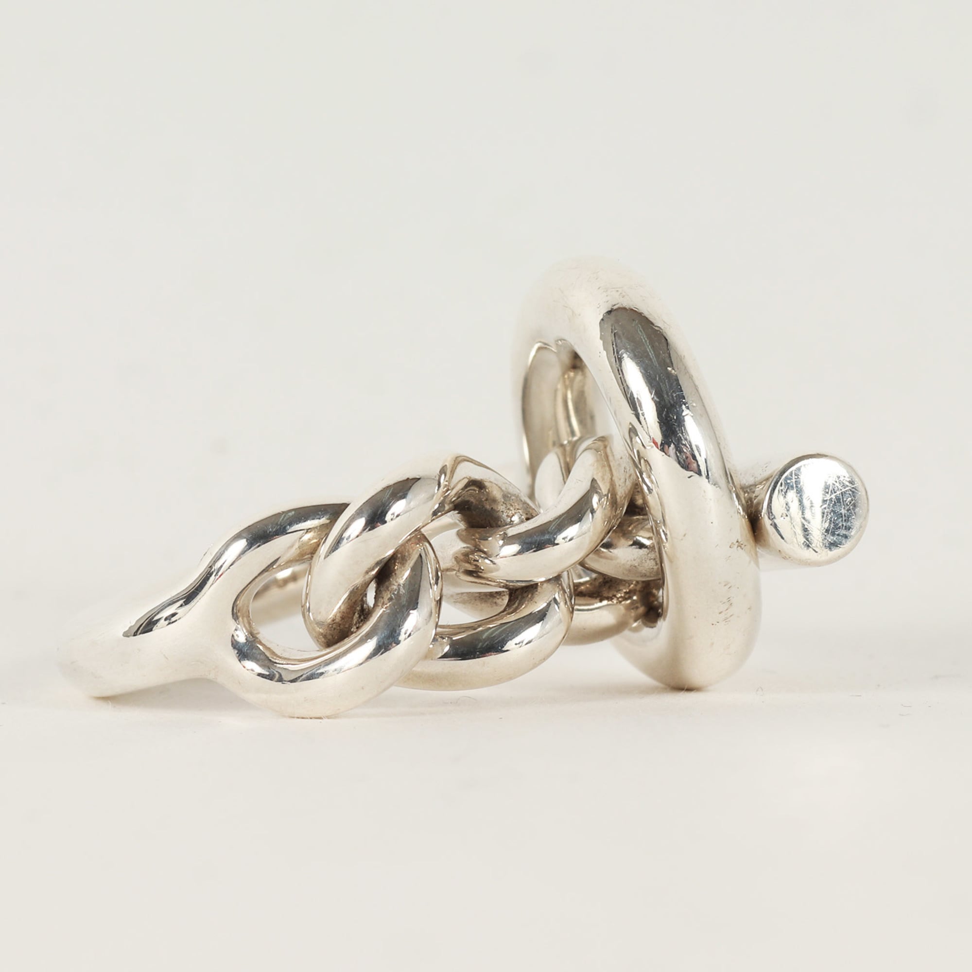 Hermes Silver Silver 925 Band Ring (Pre-Owned)