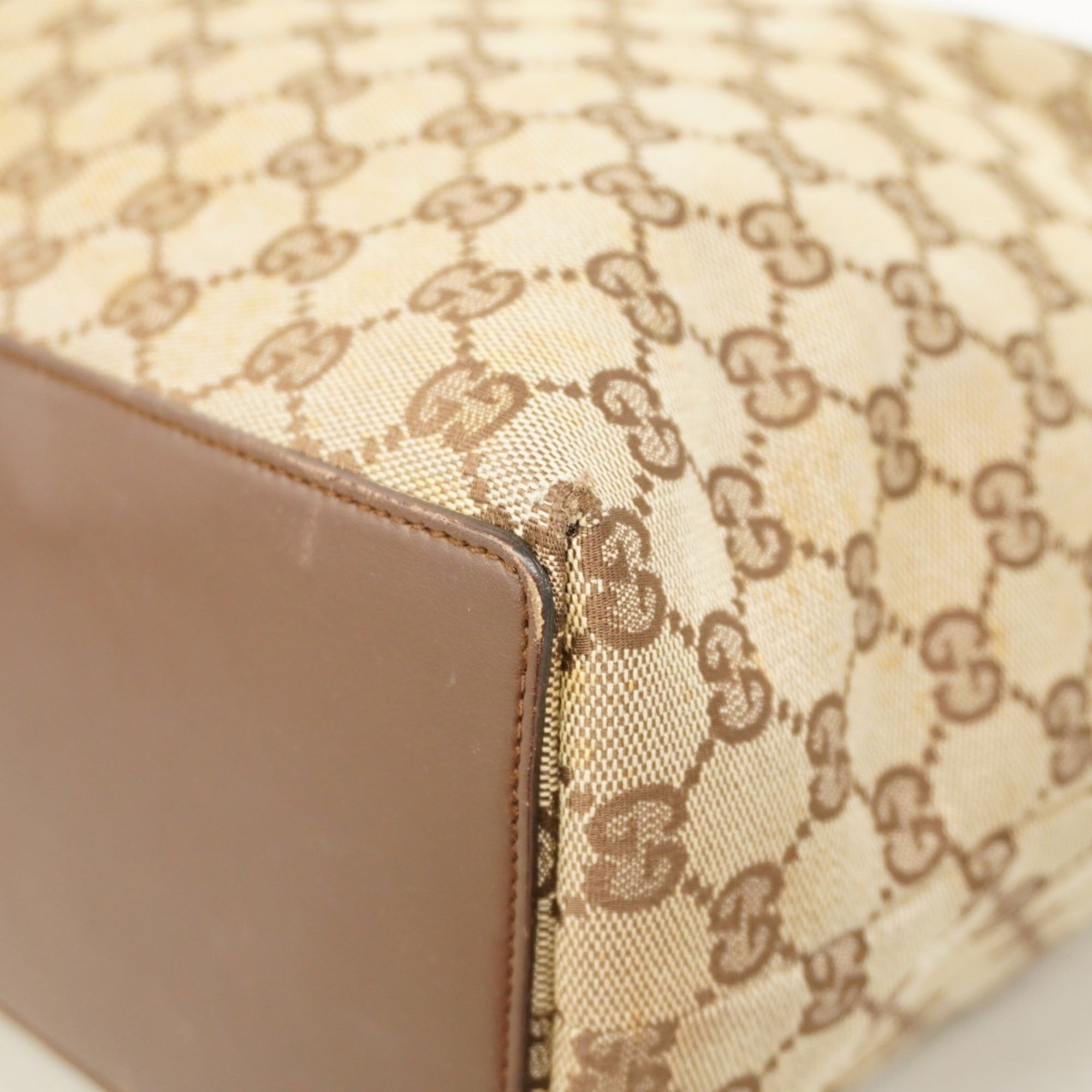 Gucci Beige Brown Canvas Tote Bag (Pre-Owned)
