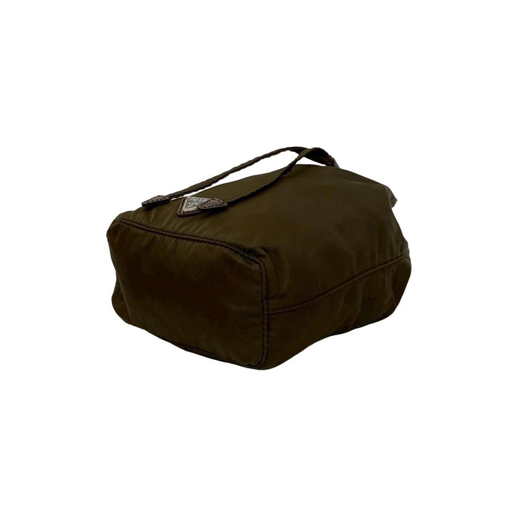 Prada Brown Khaki Leather Nylon Handbag (Pre-Owned)