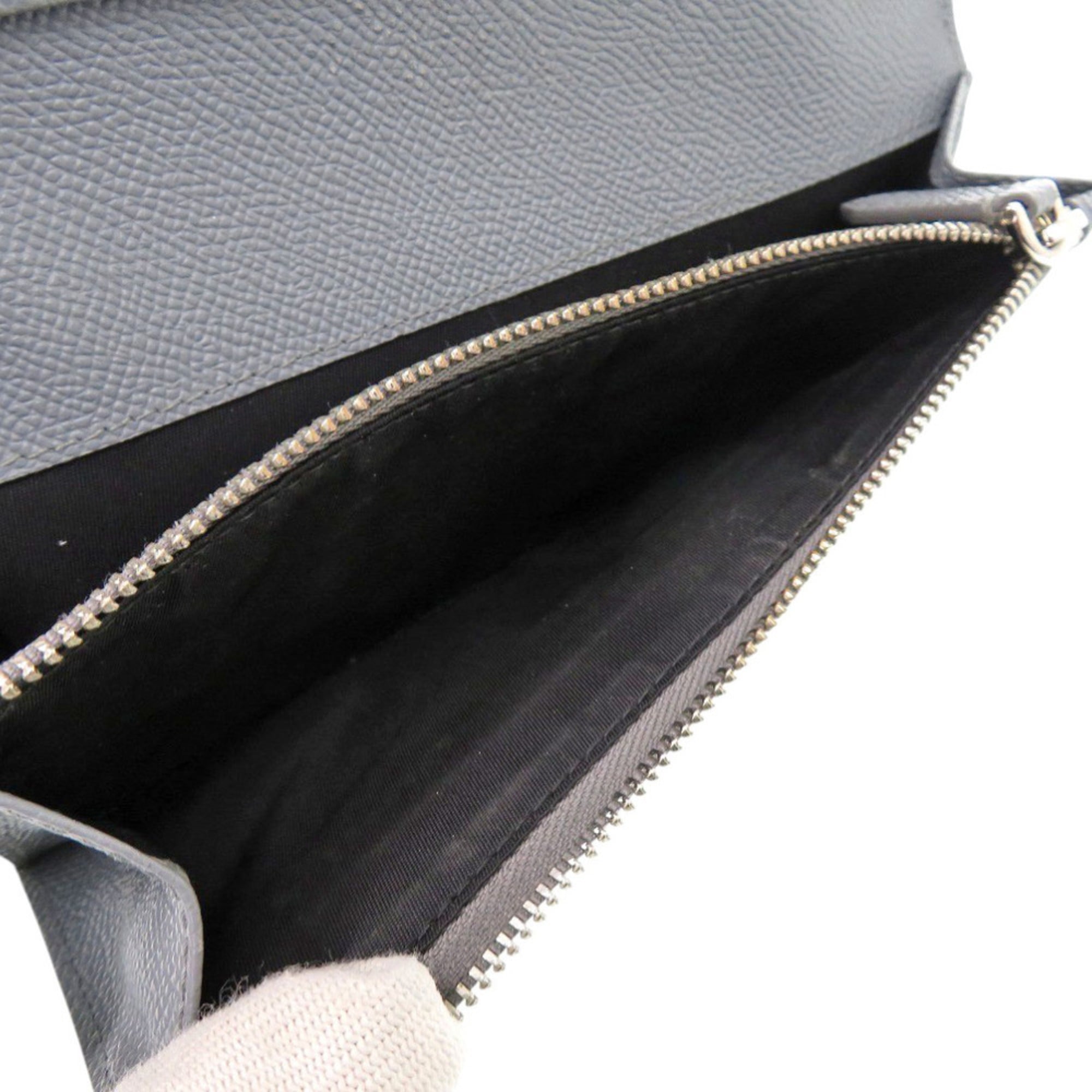 Burberry Gray Leather Long Wallet (Bi-Fold) (Pre-Owned)