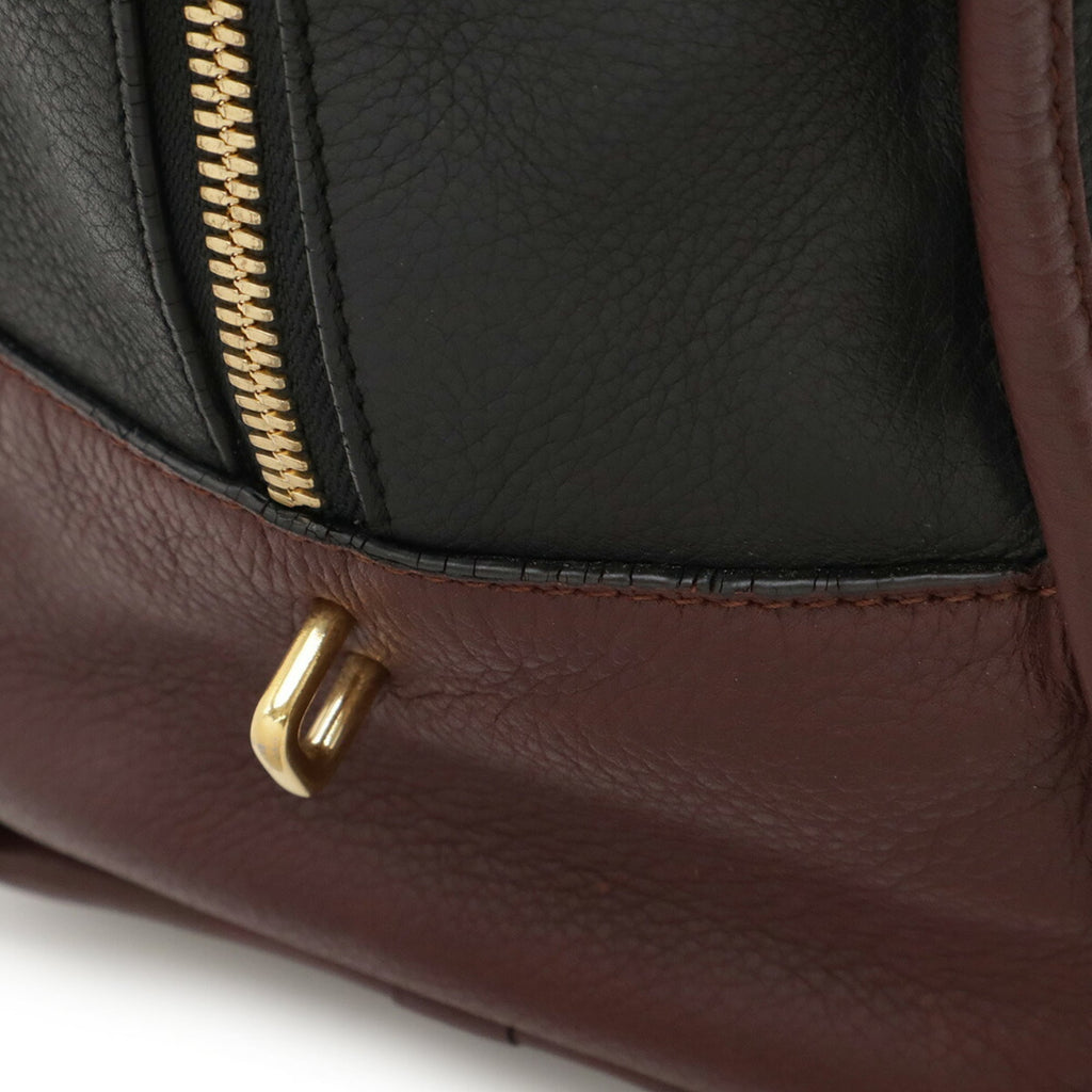 Loewe Black Brown Leather Boston Bag Handbag (Pre-Owned)