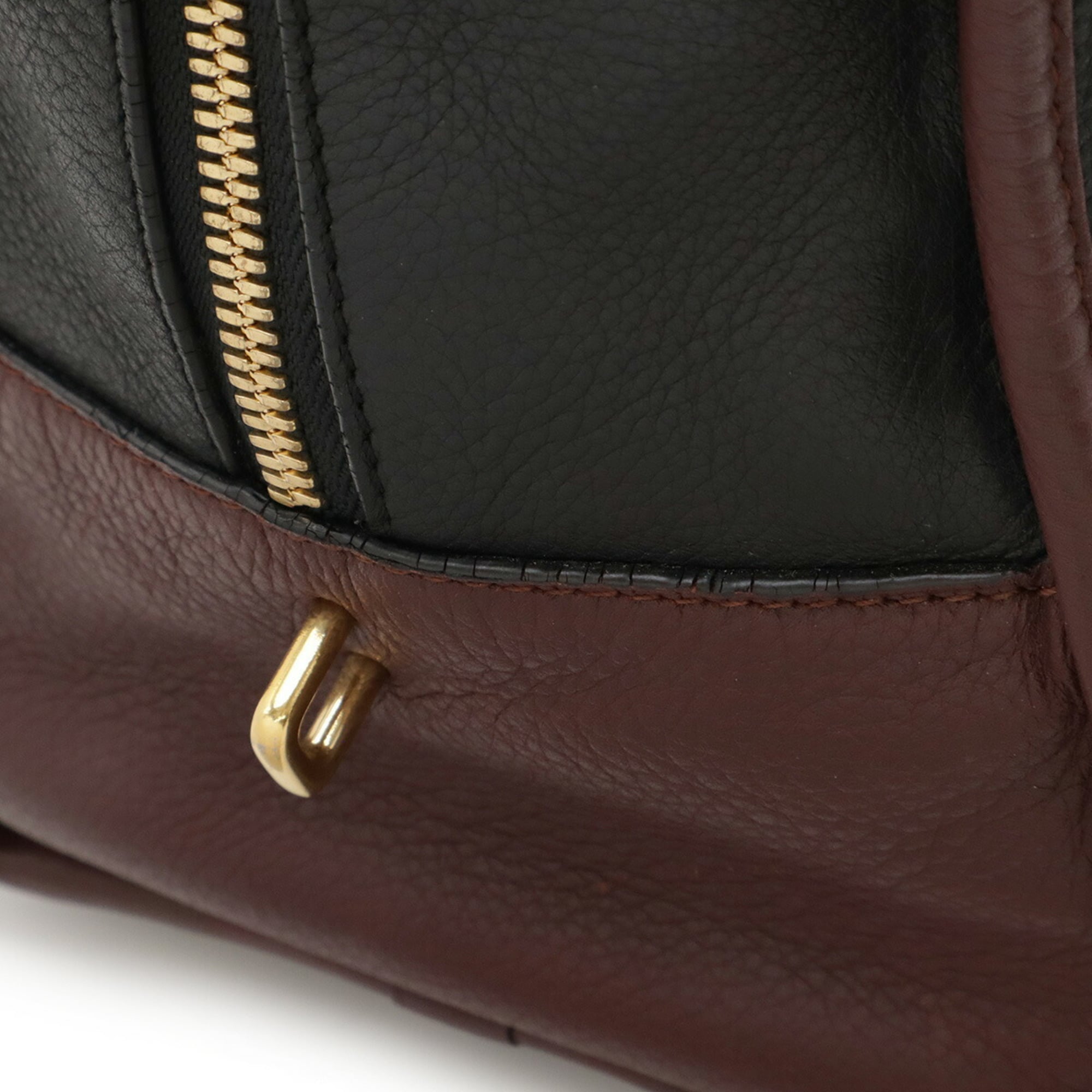 Loewe Black Brown Leather Boston Bag Handbag (Pre-Owned)