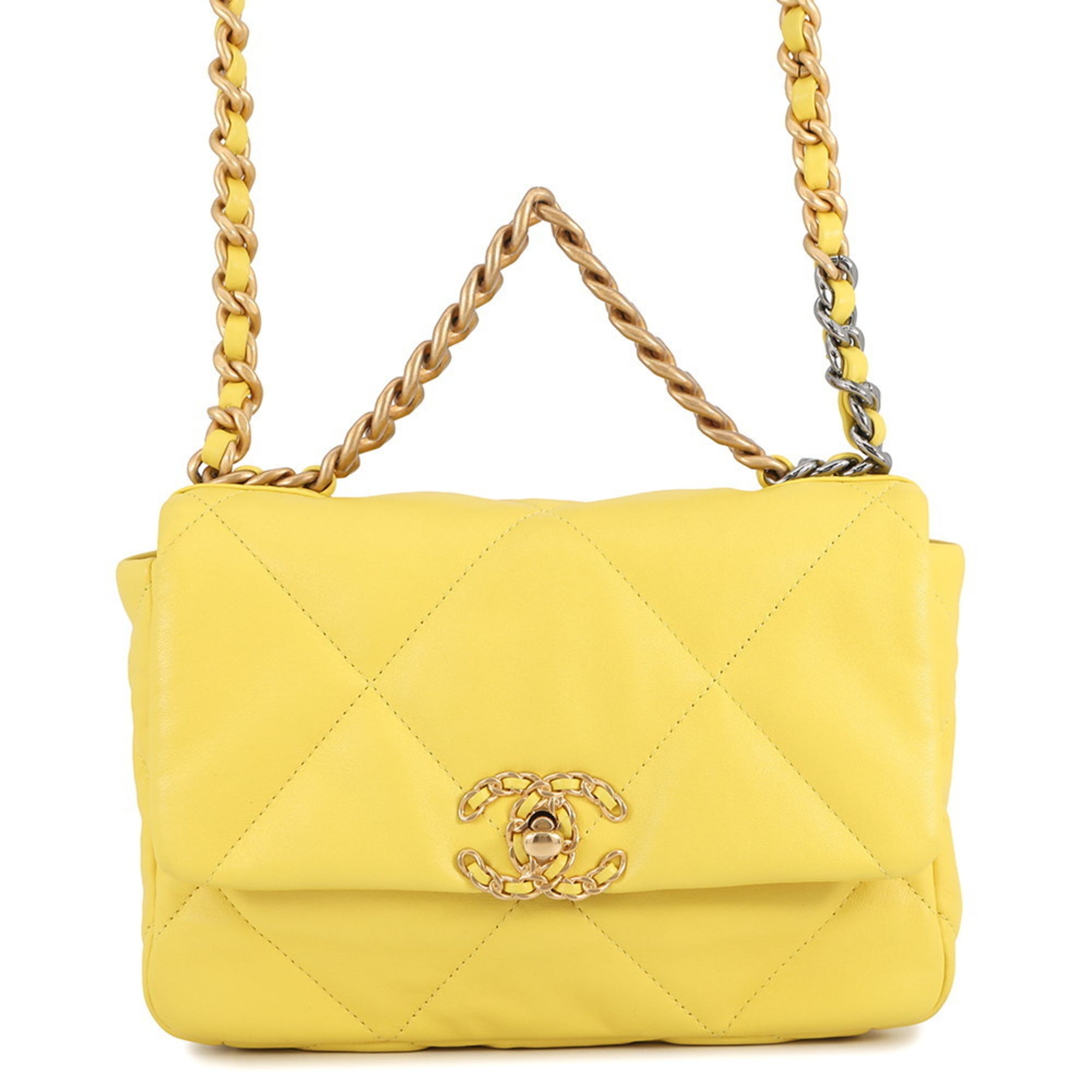 Chanel Matelasse Yellow Leather Shoulder Bag (Pre-Owned)