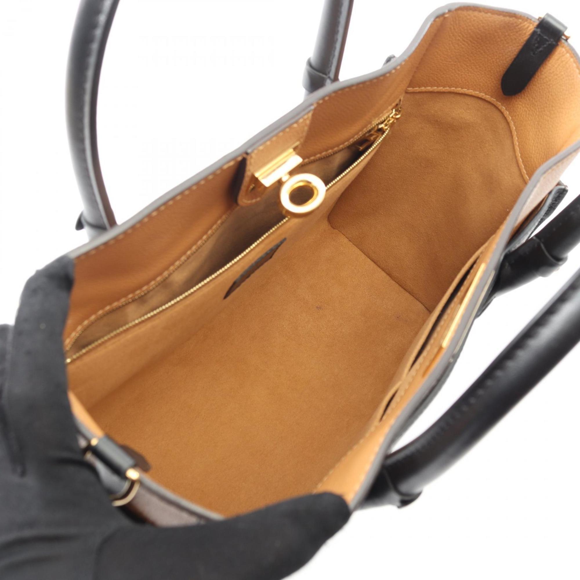 Louis Vuitton Black Brown Monogram Monogram Leather Handbag (Pre-Owned)