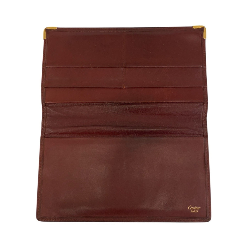 Cartier Bordeaux Leather Long Wallet (Bi-Fold) (Pre-Owned)