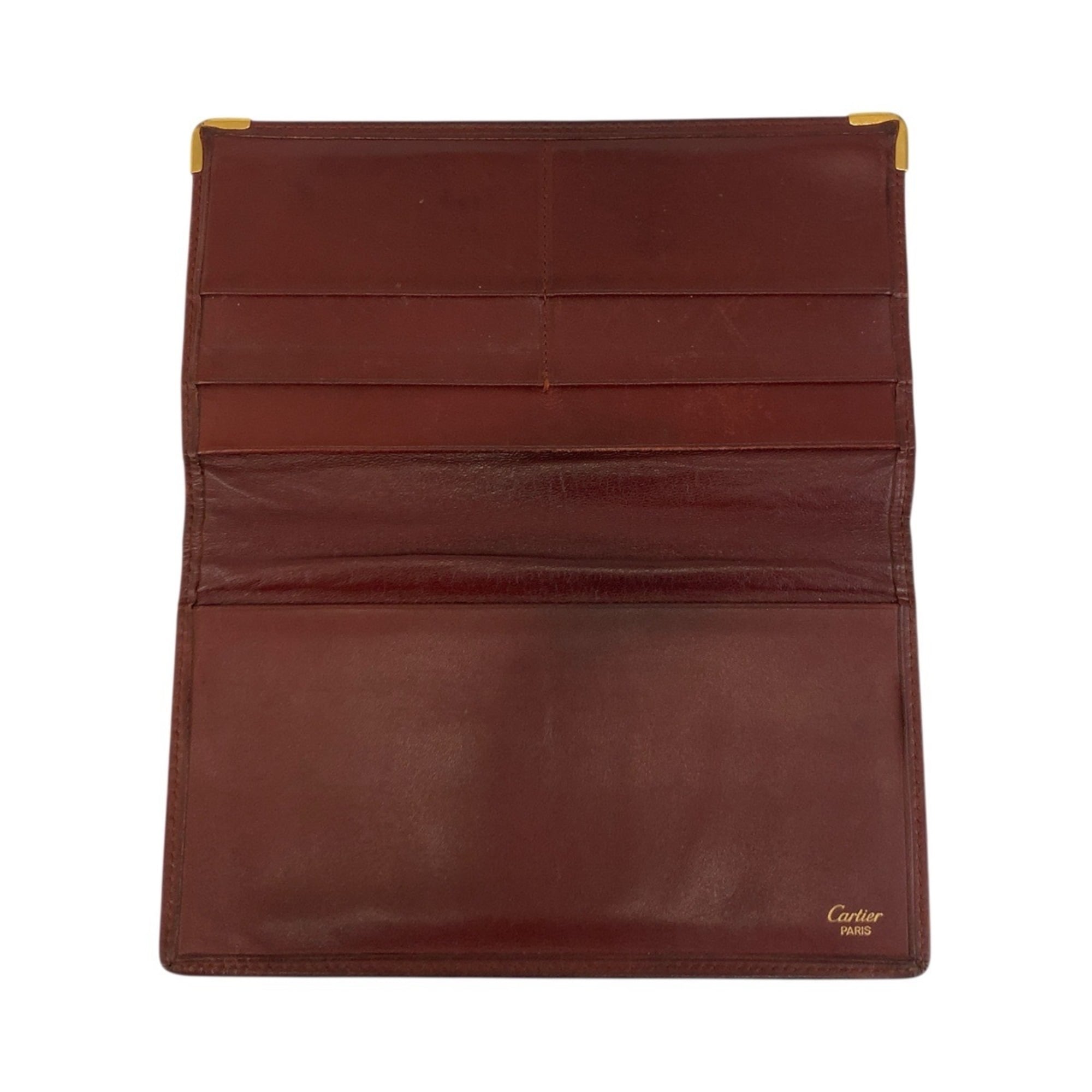 Cartier Bordeaux Leather Long Wallet (Bi-Fold) (Pre-Owned)