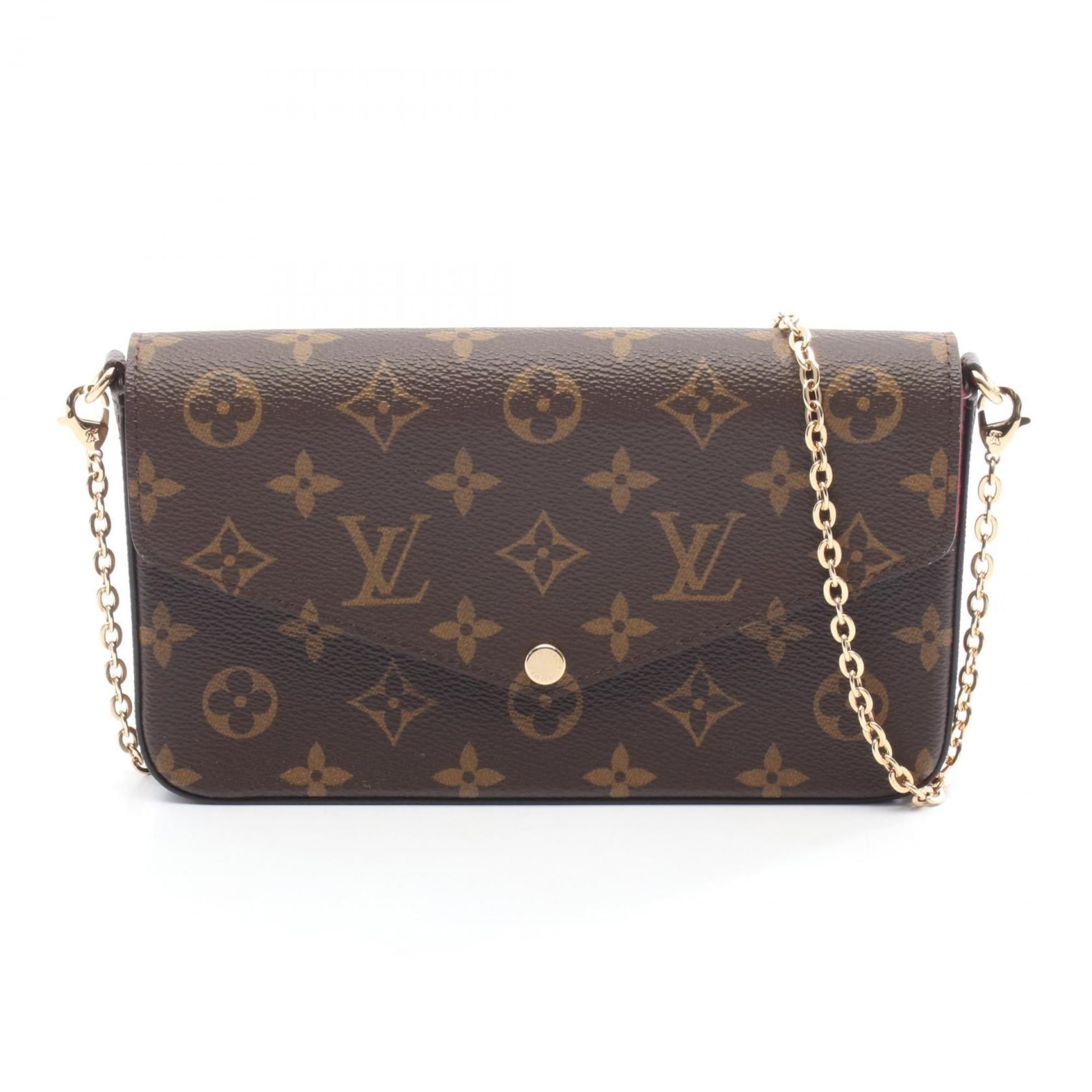 Louis Vuitton Brown Fuchsia Pvc Coated Canvas Leather Pochette Shoulder Bag (Pre-Owned)
