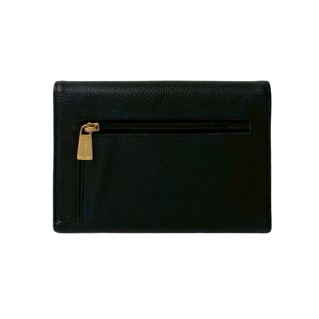 Chanel Black Grained Calfskin Wallet (Tri-Fold) (Pre-Owned)