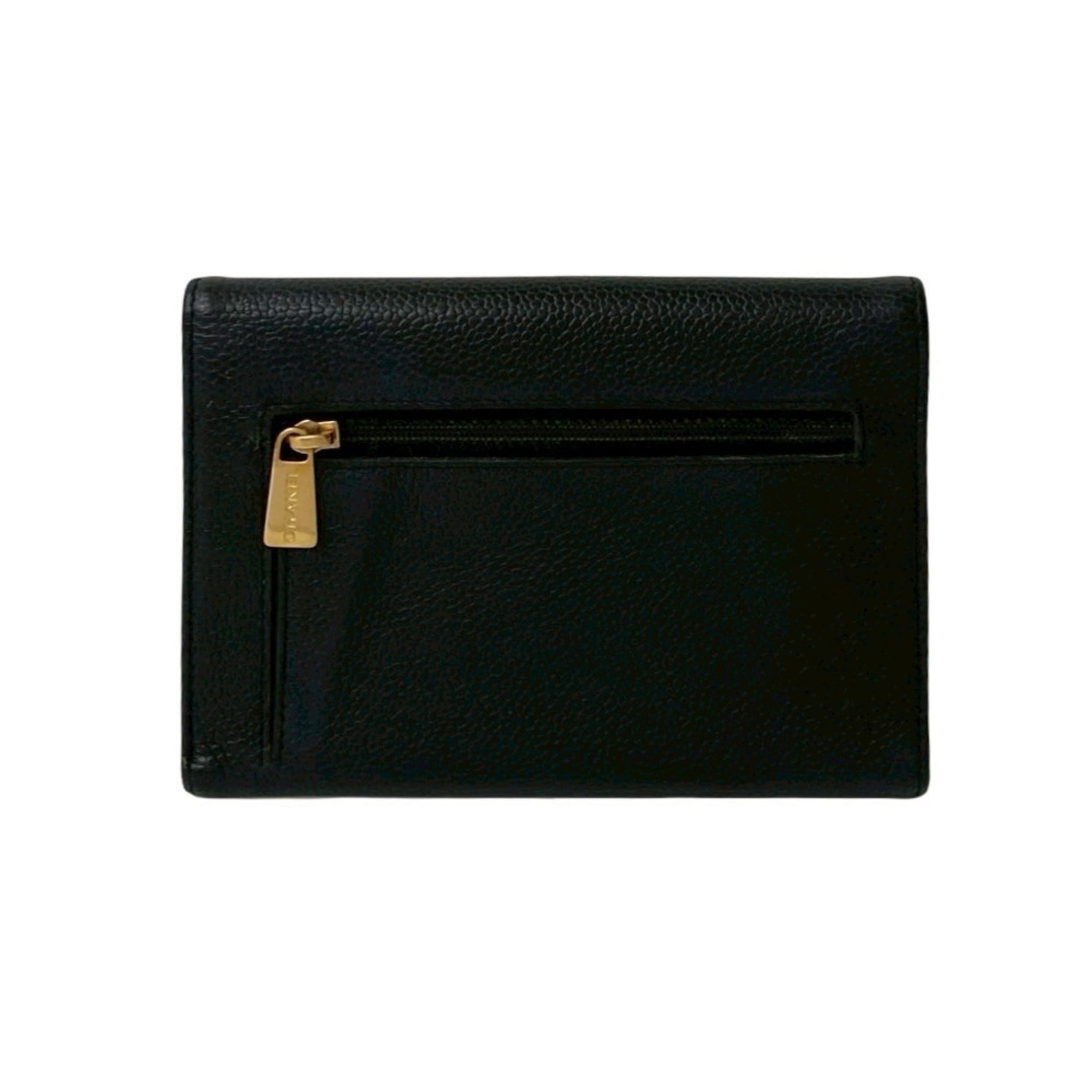 Chanel Black Grained Calfskin Wallet (Tri-Fold) (Pre-Owned)