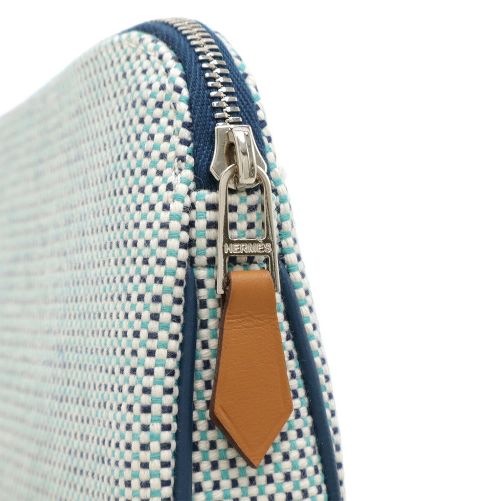 Hermes Marine Blue Cotton Leather Pouch (Pre-Owned)