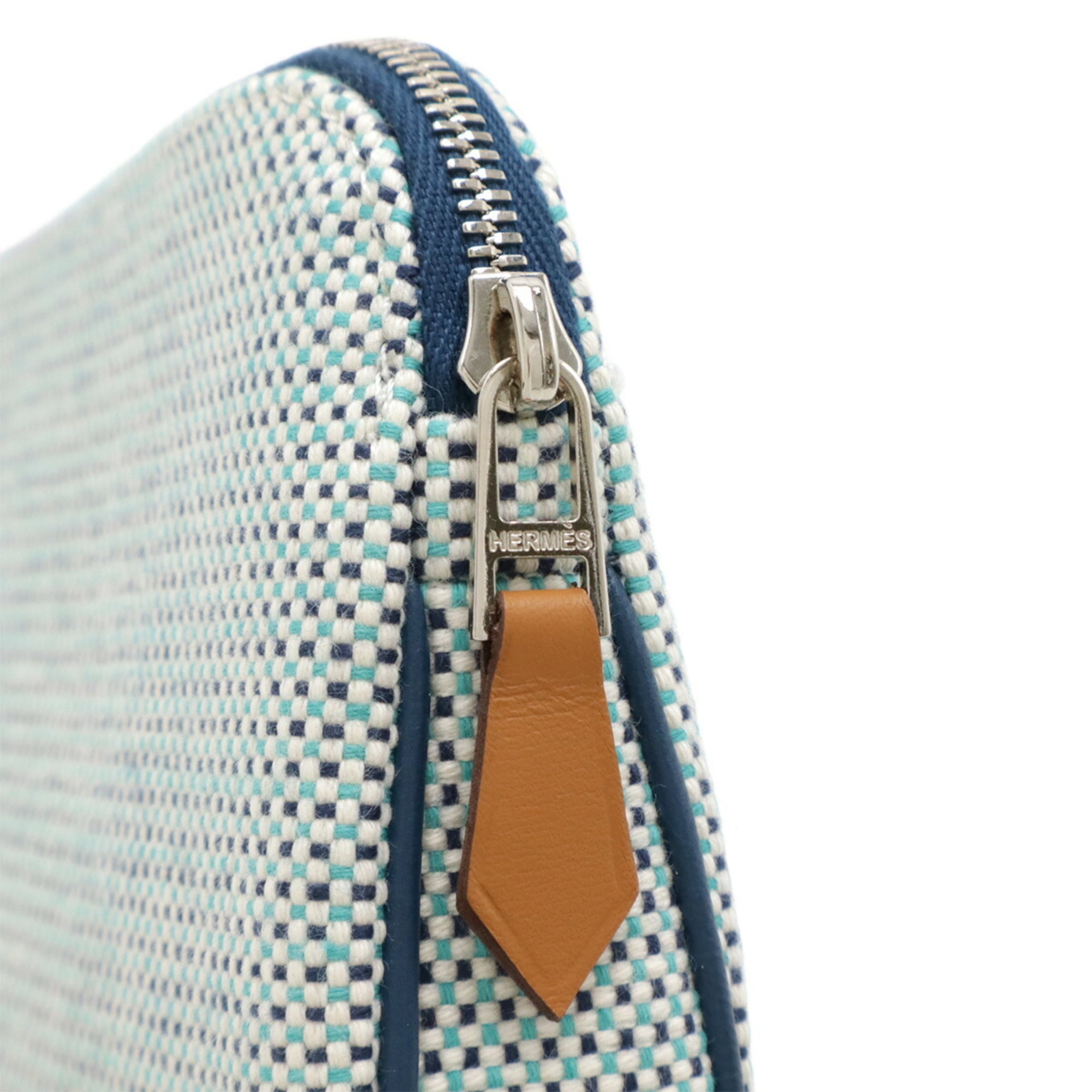 Hermes Marine Blue Cotton Leather Pouch (Pre-Owned)