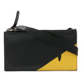 Fendi Black Yellow Leather Clutch Bag Pochette Shoulder Bag (Pre-Owned)