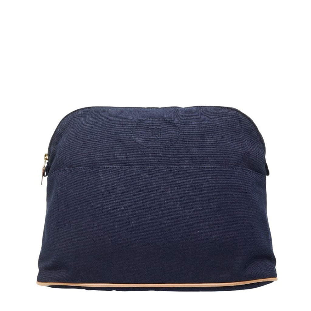 Hermes Navy Canvas Leather Pouch (Pre-Owned)