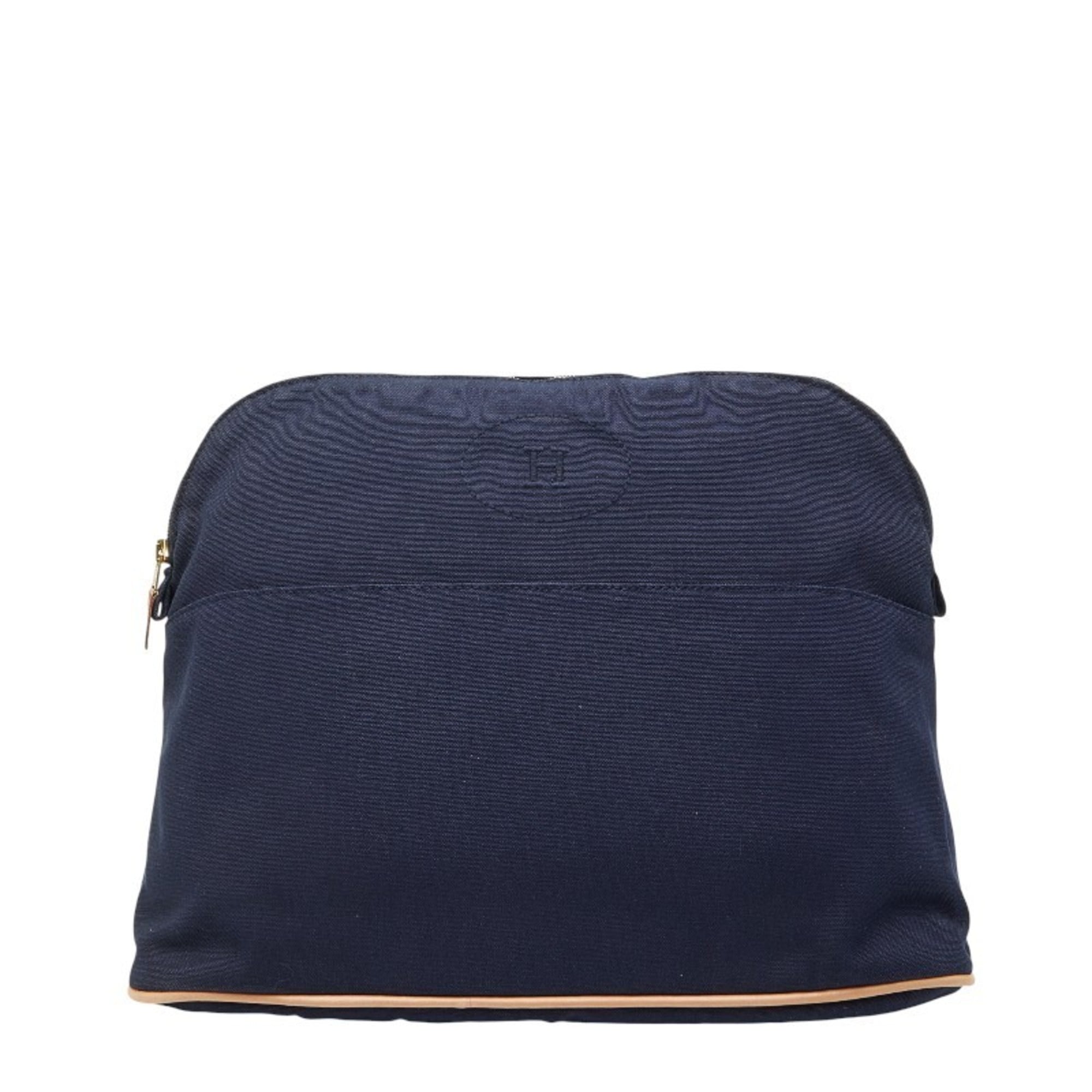 Hermes Navy Canvas Leather Pouch (Pre-Owned)