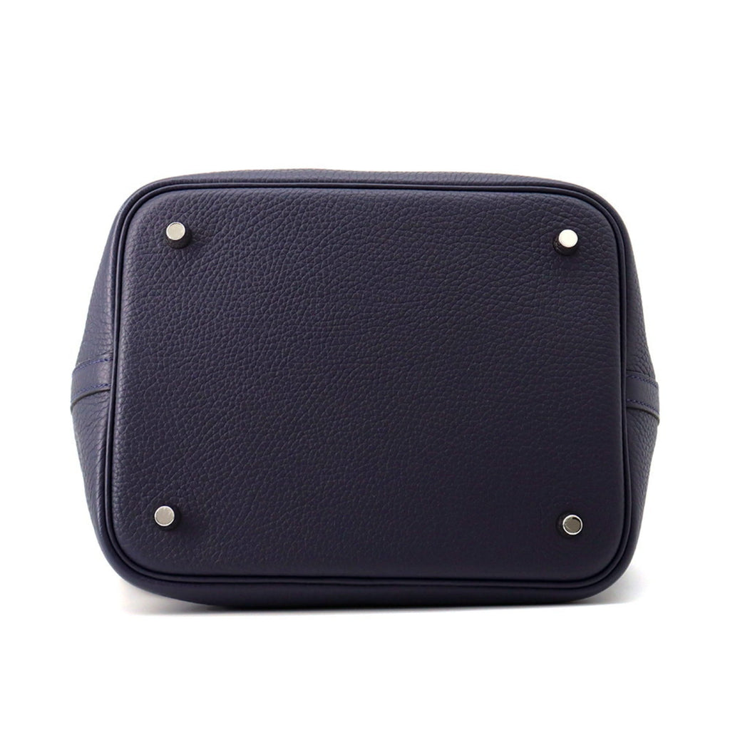 Hermes Picotin Blue Nuit Taurillon Clemence Leather Handbag (Pre-Owned)