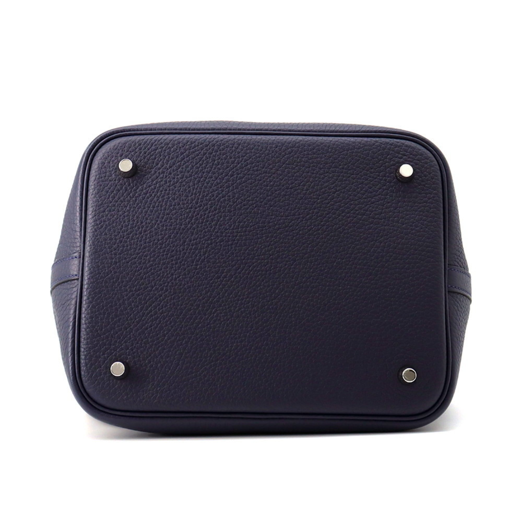 Hermes Picotin Blue Nuit Taurillon Clemence Leather Handbag (Pre-Owned)