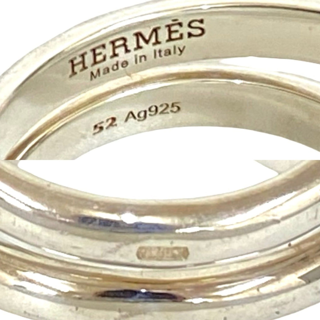 Hermes Silver Silver 925 Band Ring (Pre-Owned)