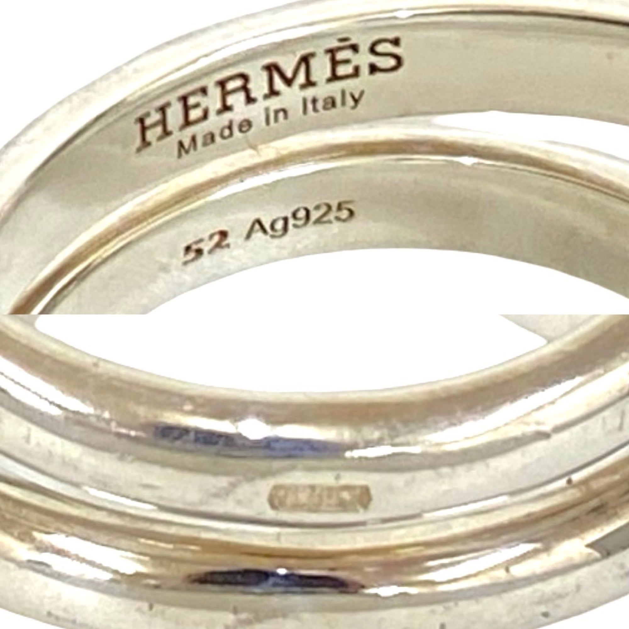 Hermes Silver Silver 925 Band Ring (Pre-Owned)