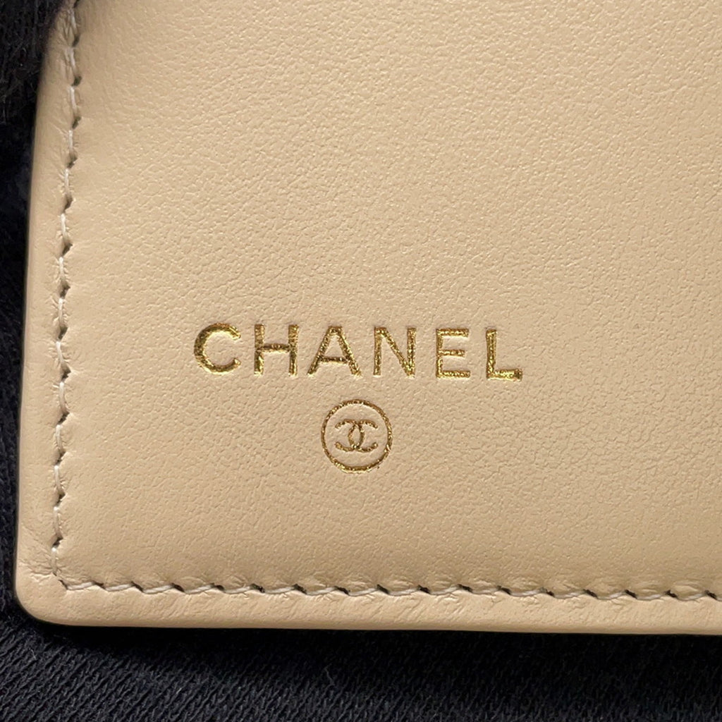 Chanel Matelasse Beige Grained Calfskin Wallet (Tri-Fold) (Pre-Owned)