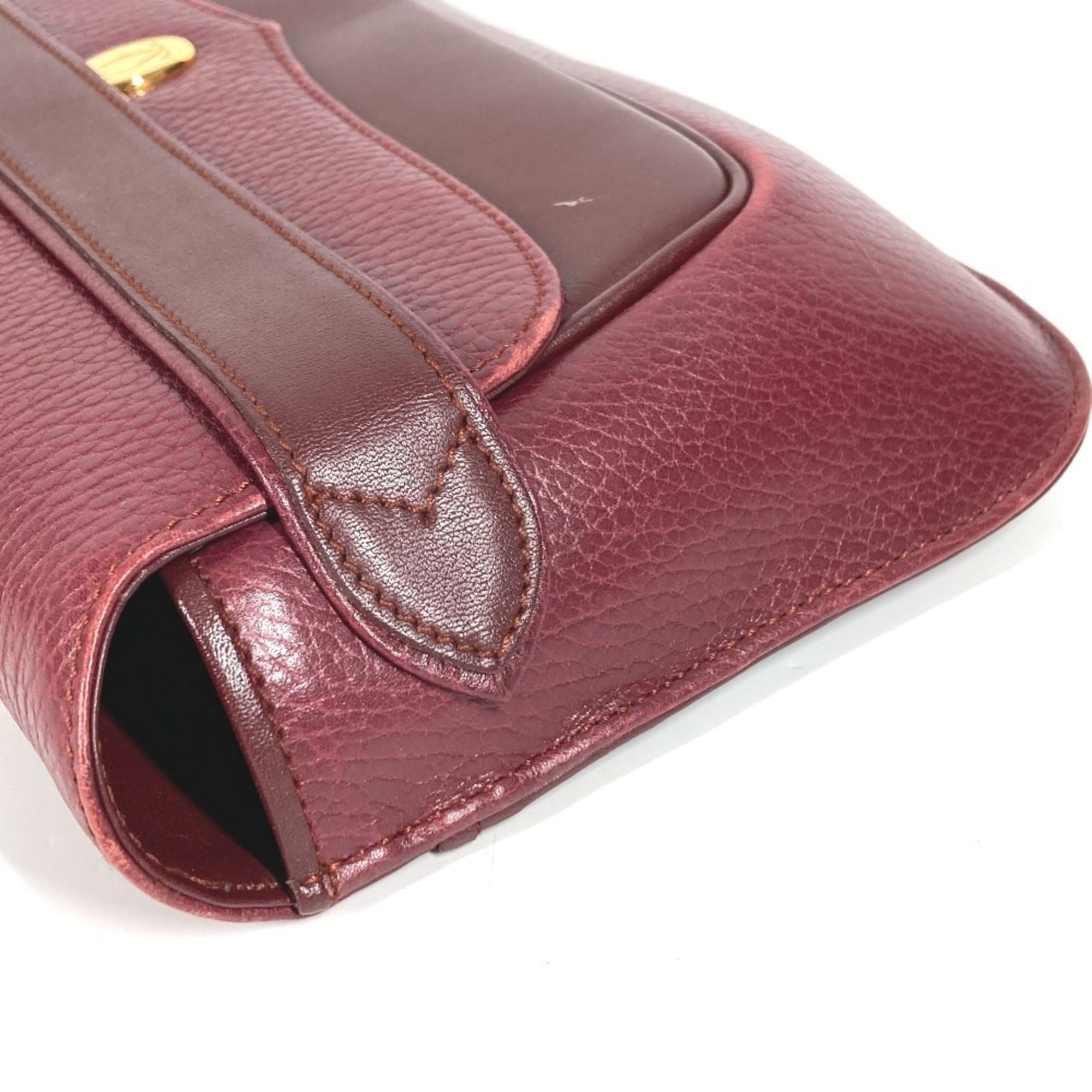 Cartier Must Wine Red Leather Clutch Bag Pouch (Pre-Owned)