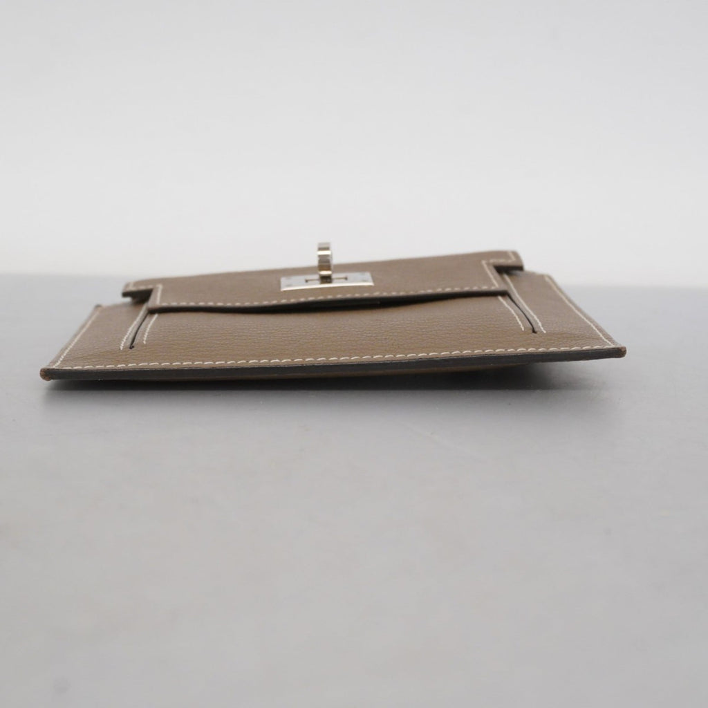 Hermes Etoupe Gray Chevre Myzore Leather Coin Purse/Coin Case (Pre-Owned)