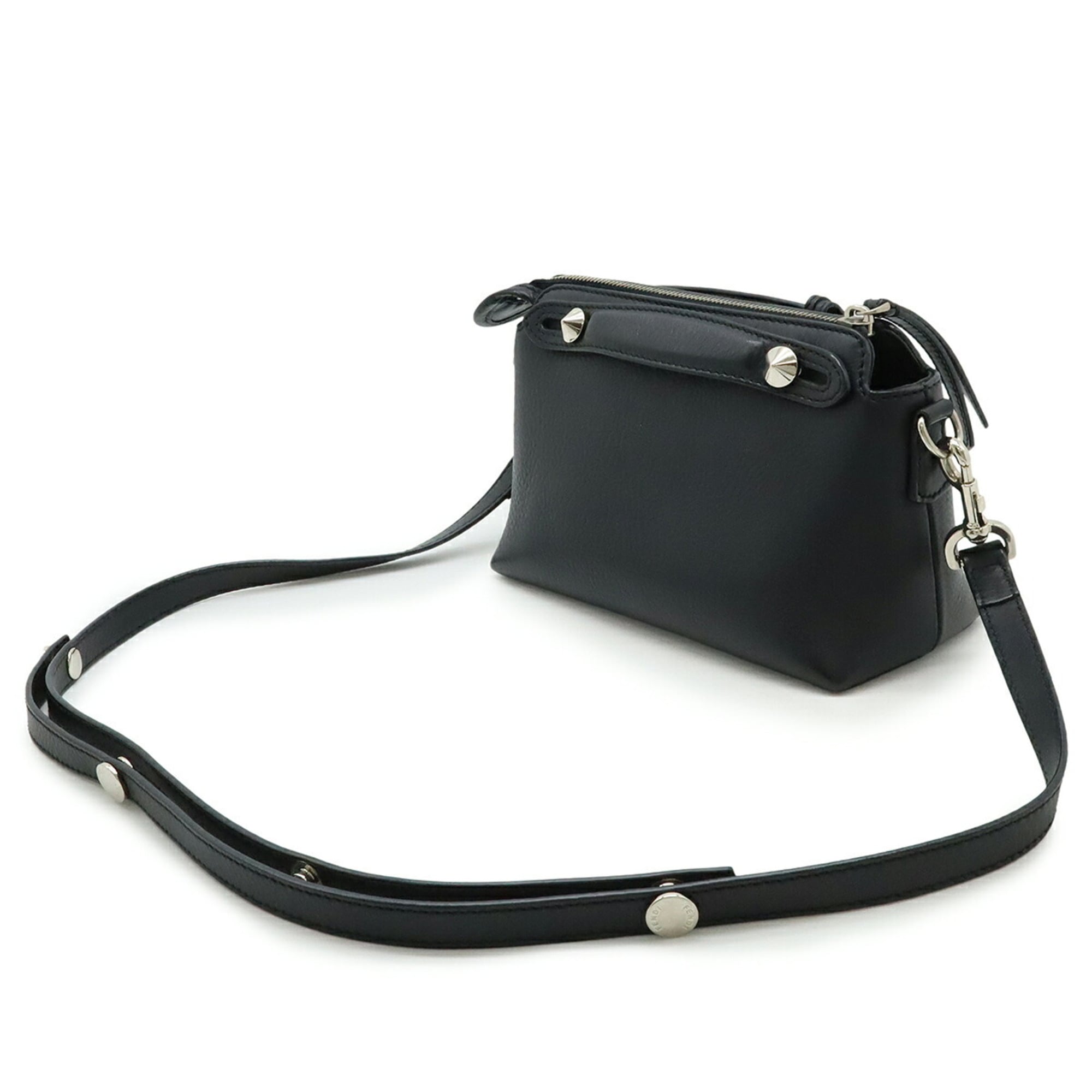 Fendi By The Way Black Leather Handbag Shoulder Bag (Pre-Owned)