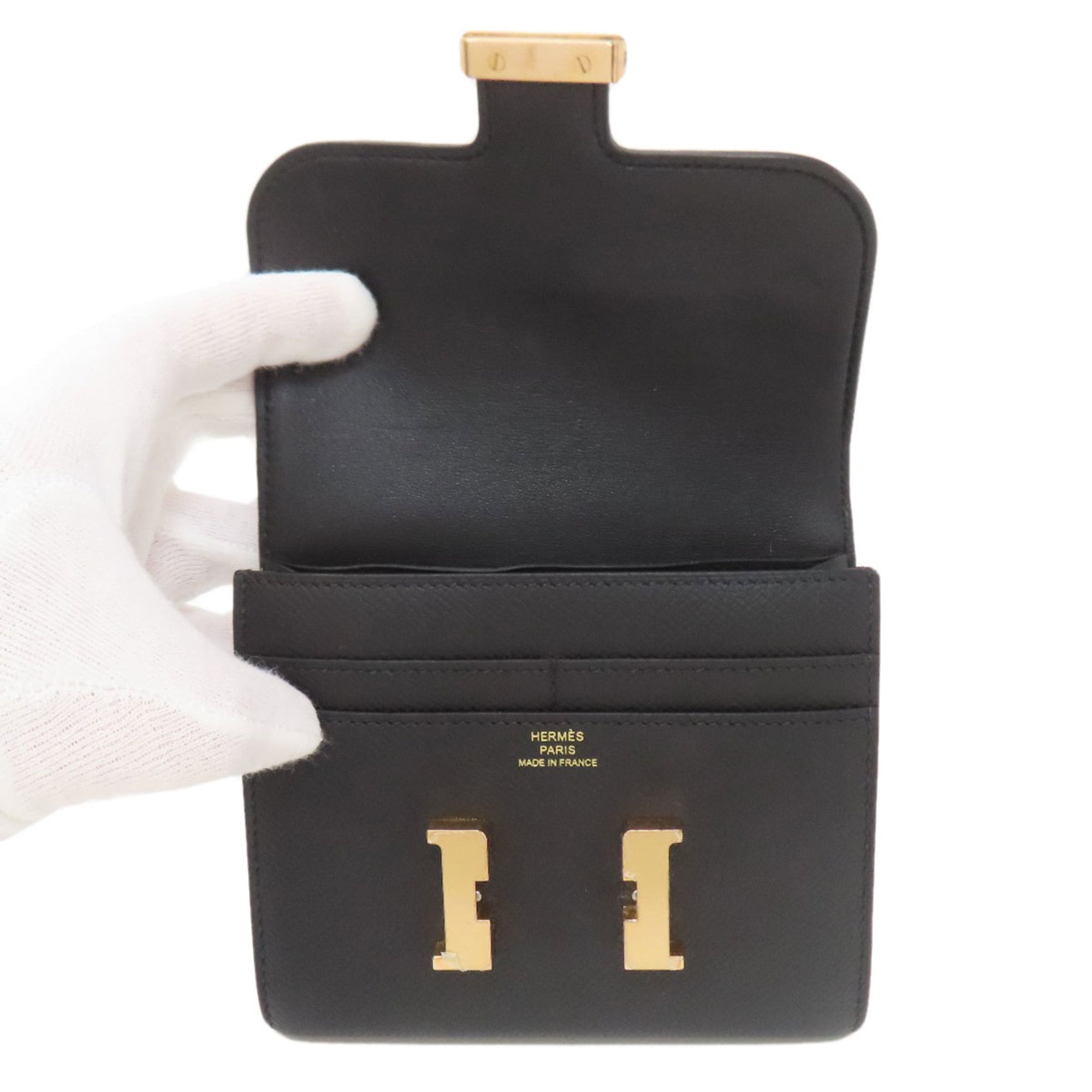 Hermes Black Epsom Leather Coin Purse/Coin Case (Pre-Owned)