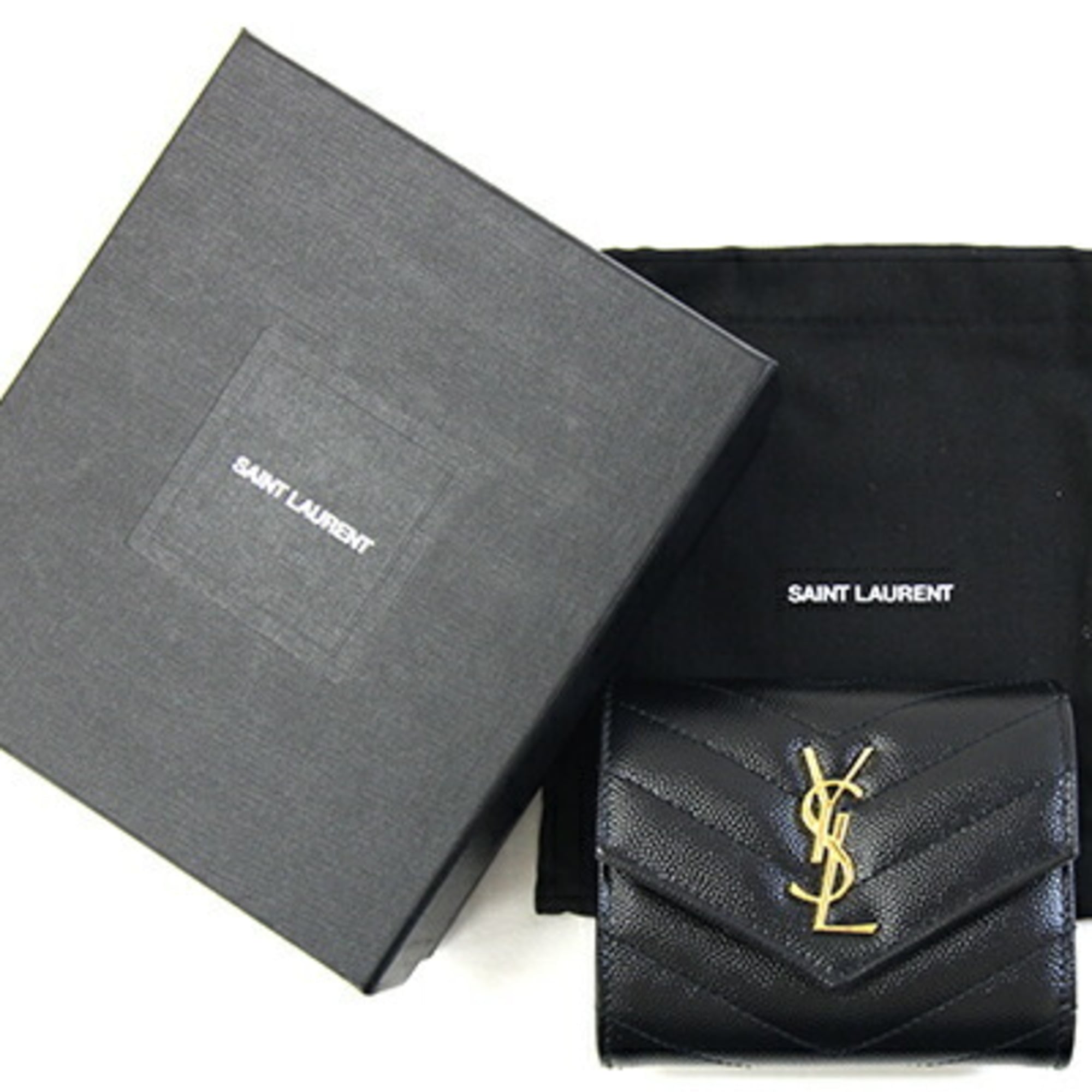 Saint Laurent Black Leather Wallet (Tri-Fold) (Pre-Owned)