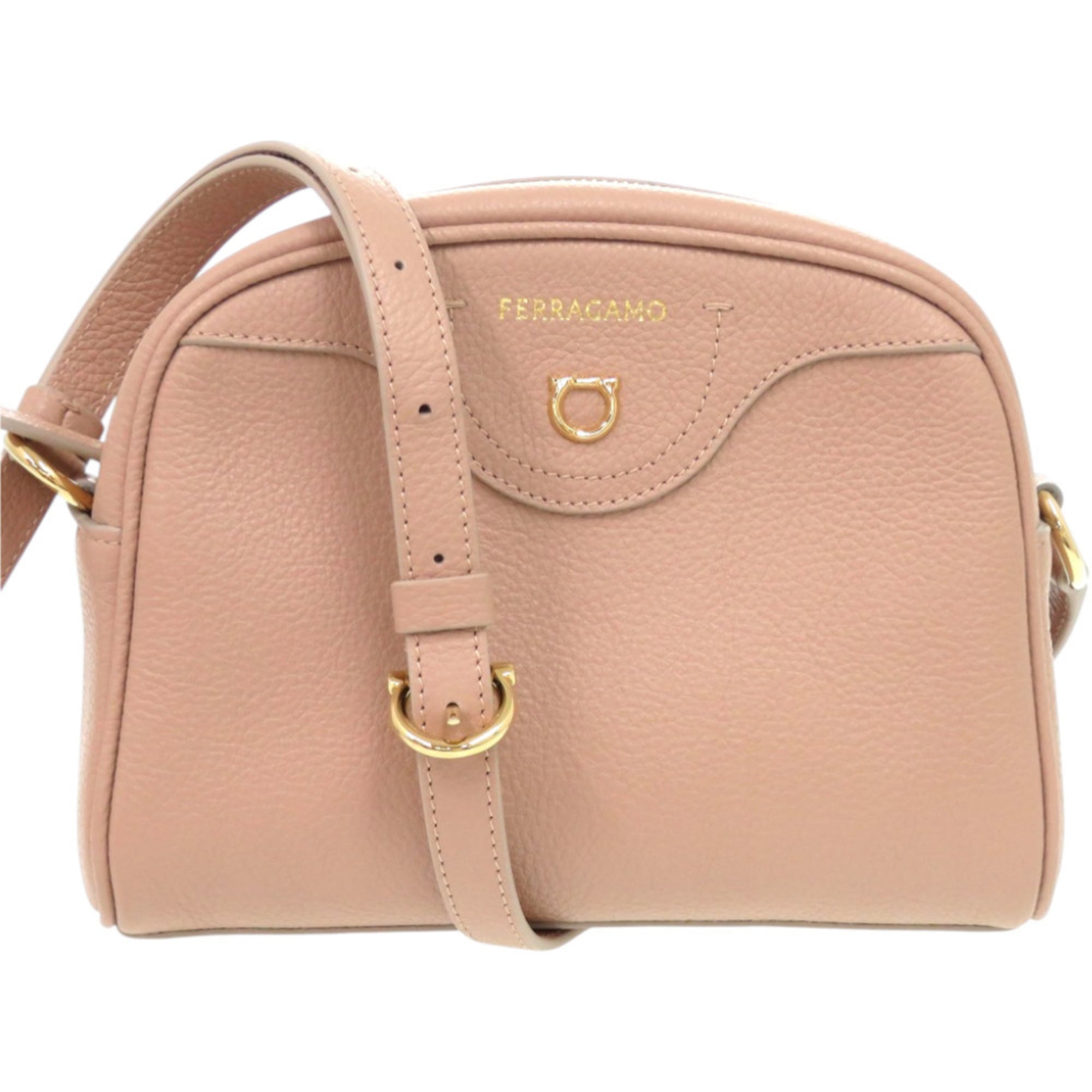 Salvatore Ferragamo Beige Pink Leather Shoulder Bag (Pre-Owned)