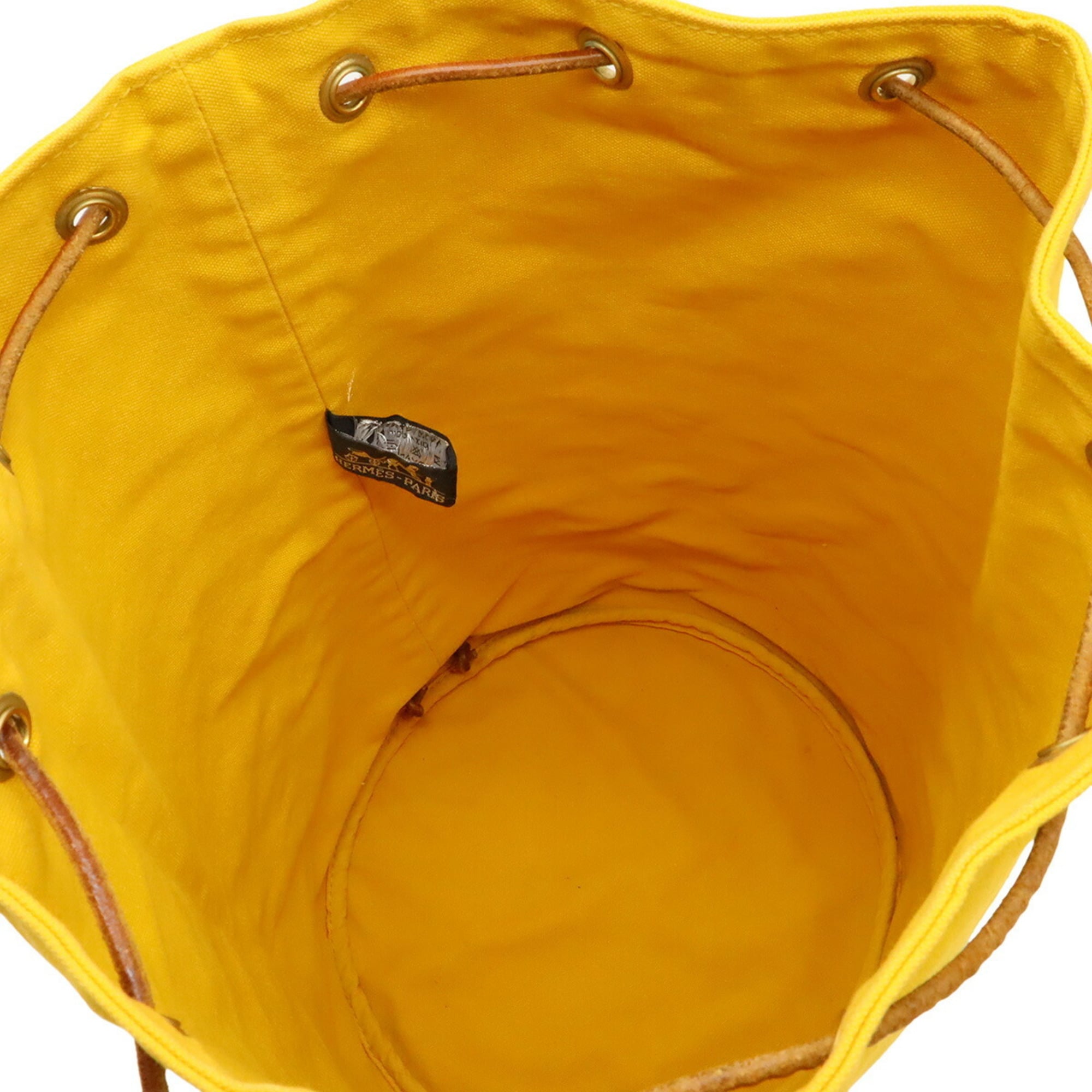 Hermes Mustard Canvas Leather Shoulder Bag (Pre-Owned)