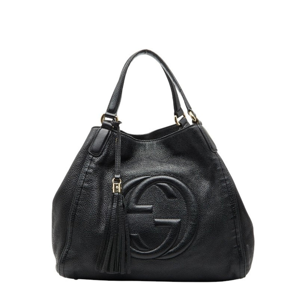 Gucci Black Leather Shoulder Bag Tote Bag (Pre-Owned)