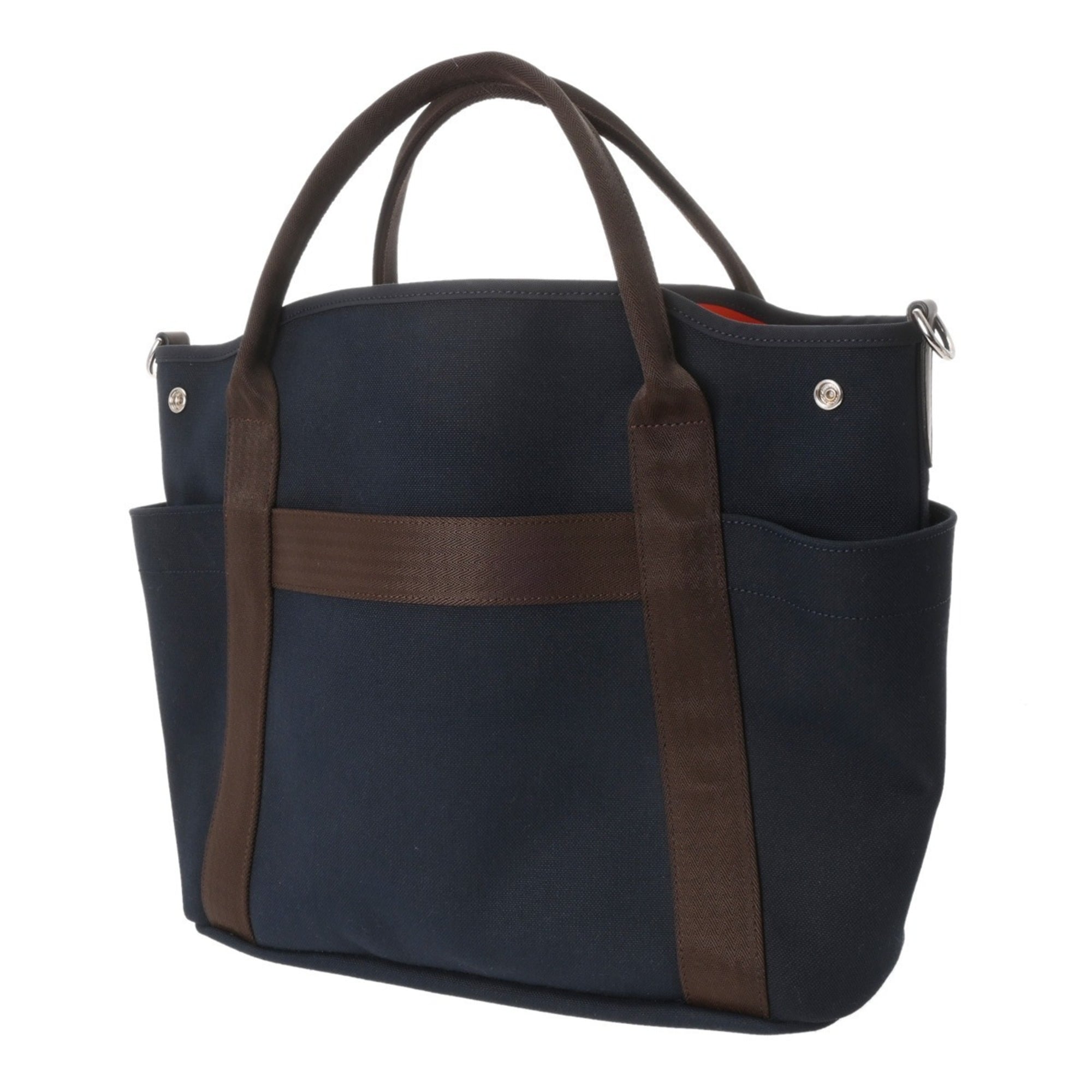 Hermes Navy Toile Chevron Tote Bag (Pre-Owned)