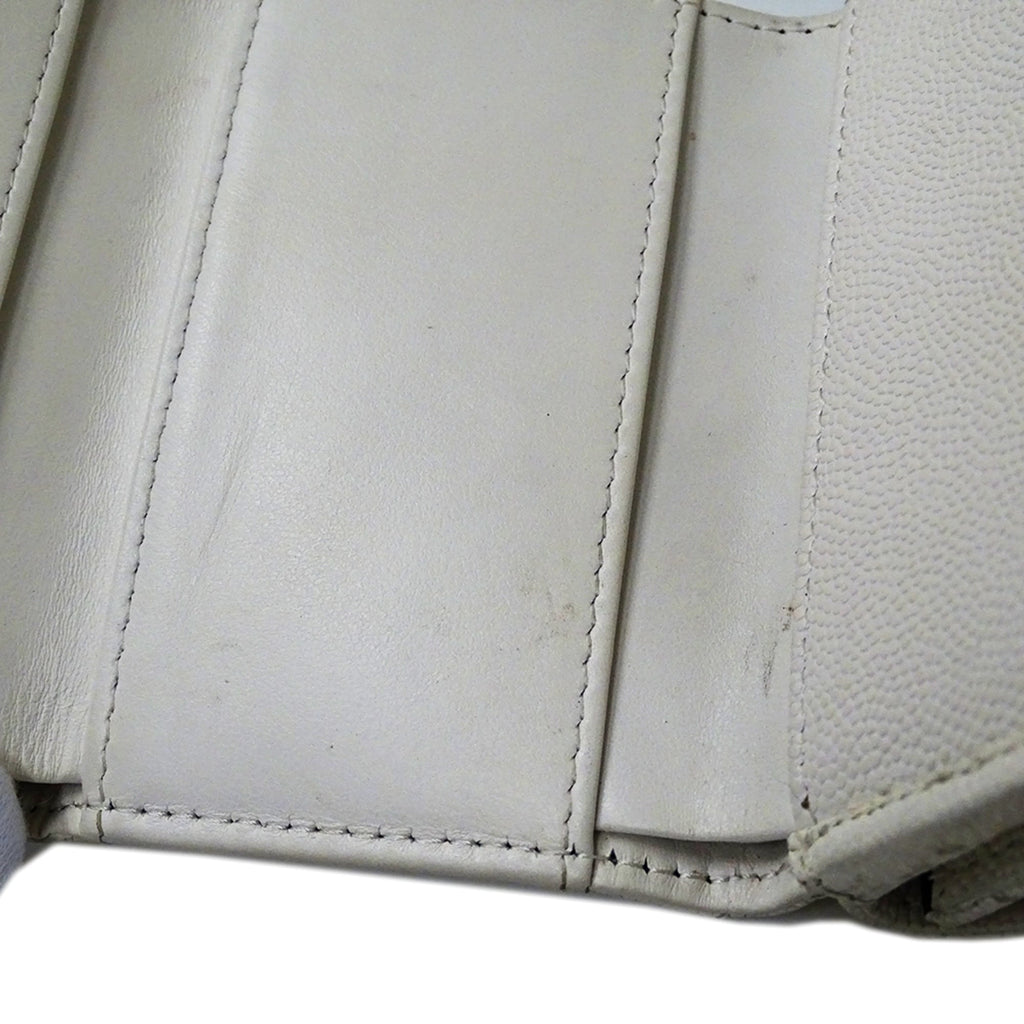 Chanel White Grained Calfskin Wallet (Tri-Fold) (Pre-Owned)