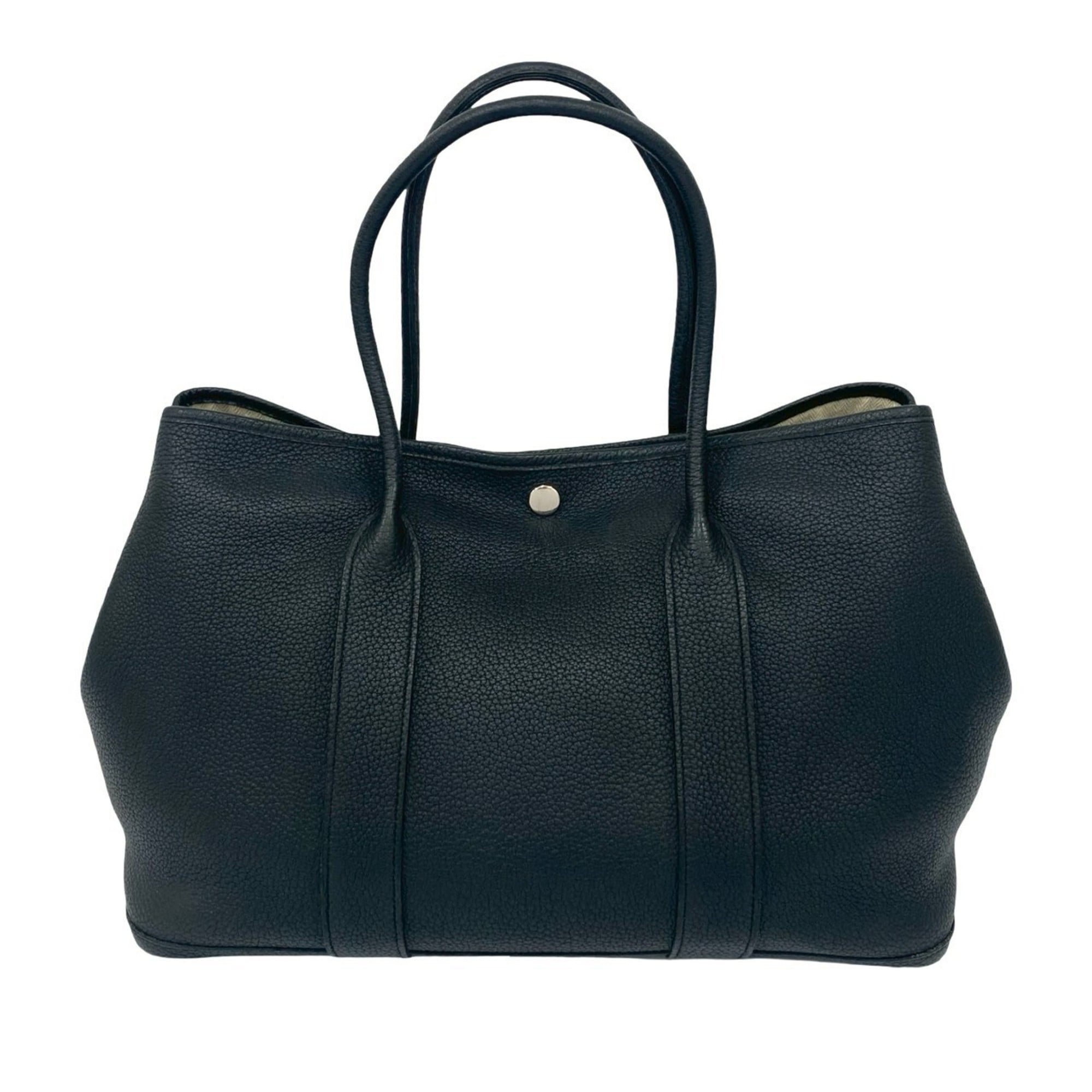Hermes Black Negonda Leather Boston Bag Handbag Tote Bag (Pre-Owned)