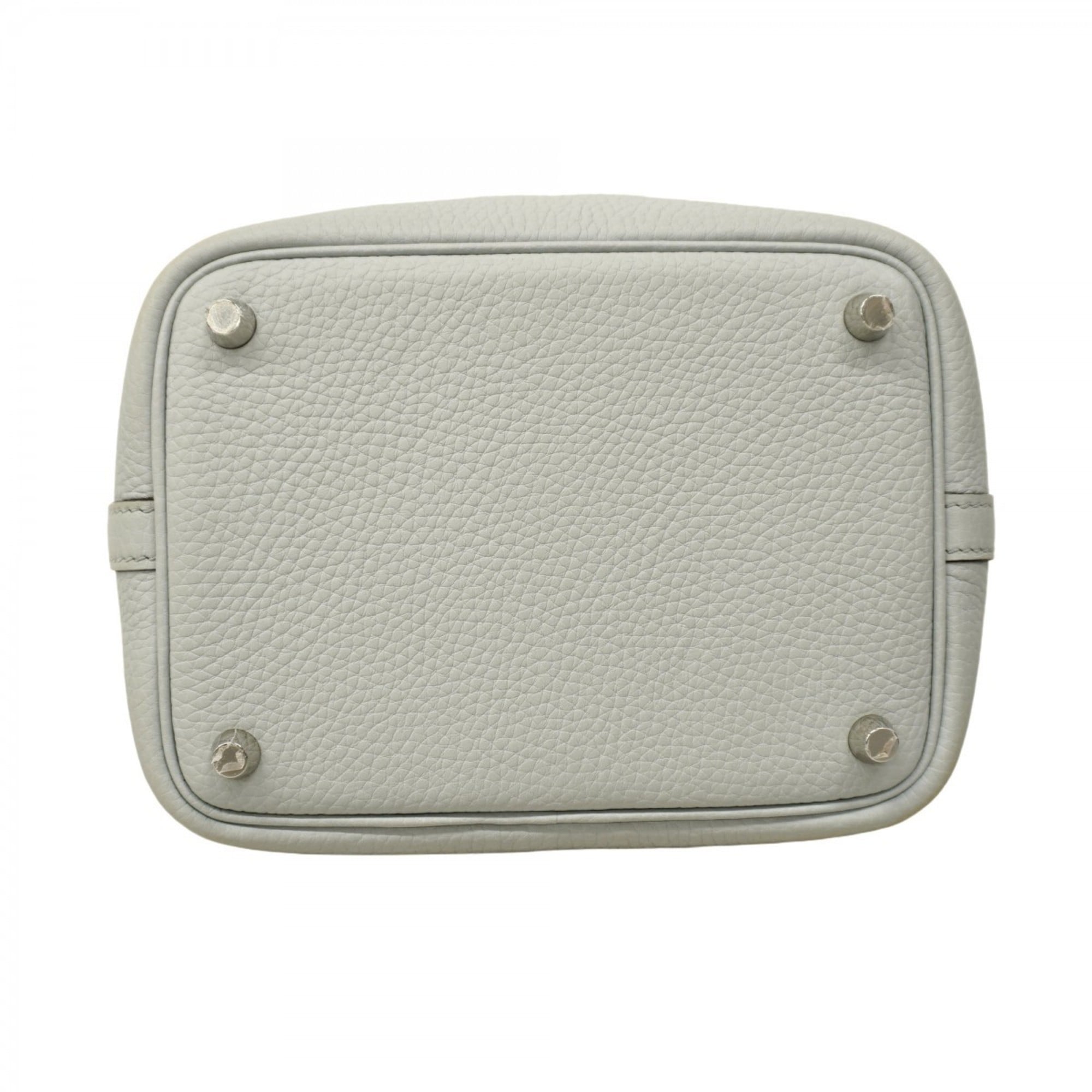 Hermes Silver Taurillon Clemence Leather Handbag (Pre-Owned)