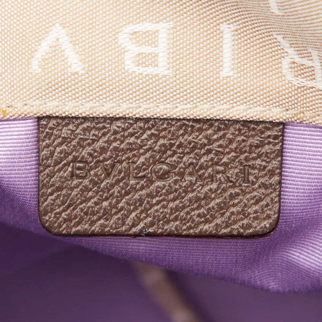 Bvlgari Beige Brown Canvas Leather Tote Bag (Pre-Owned)