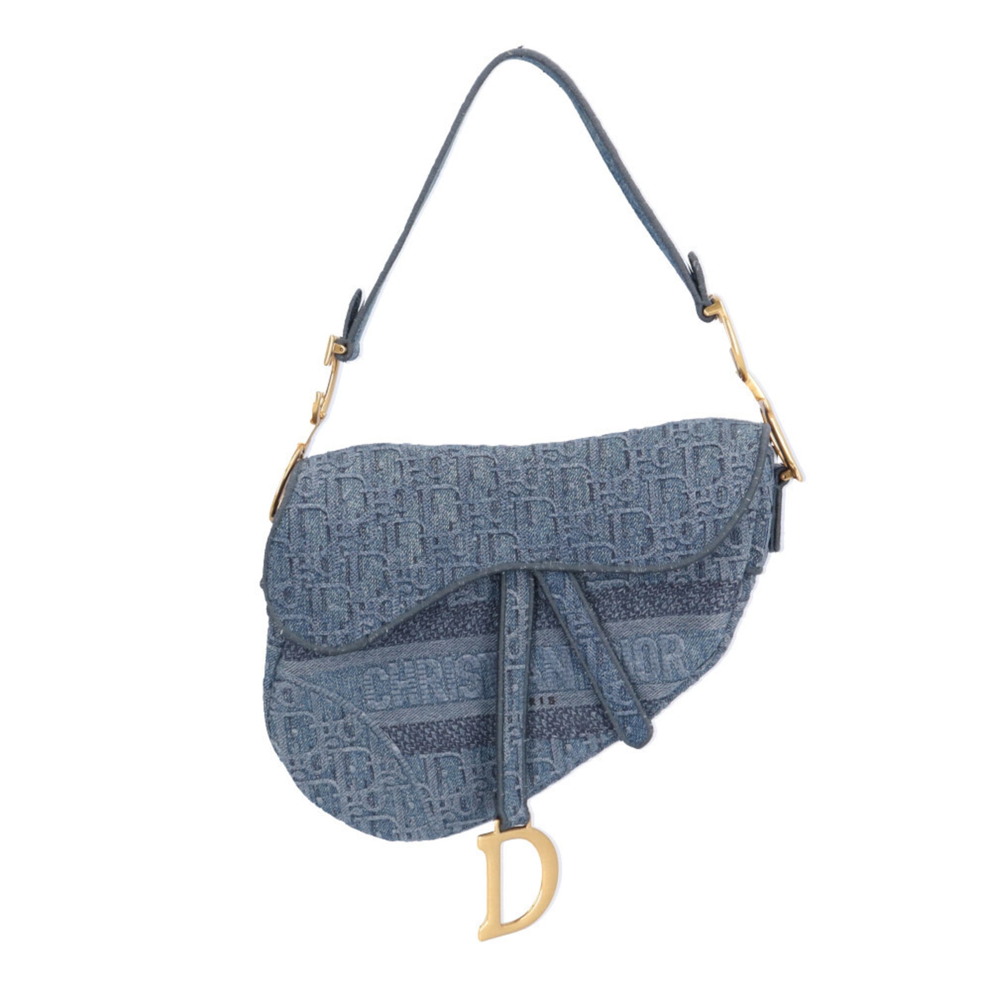 Christian Dior Blue Denim Saddle Bag Shoulder Bag (Pre-Owned)