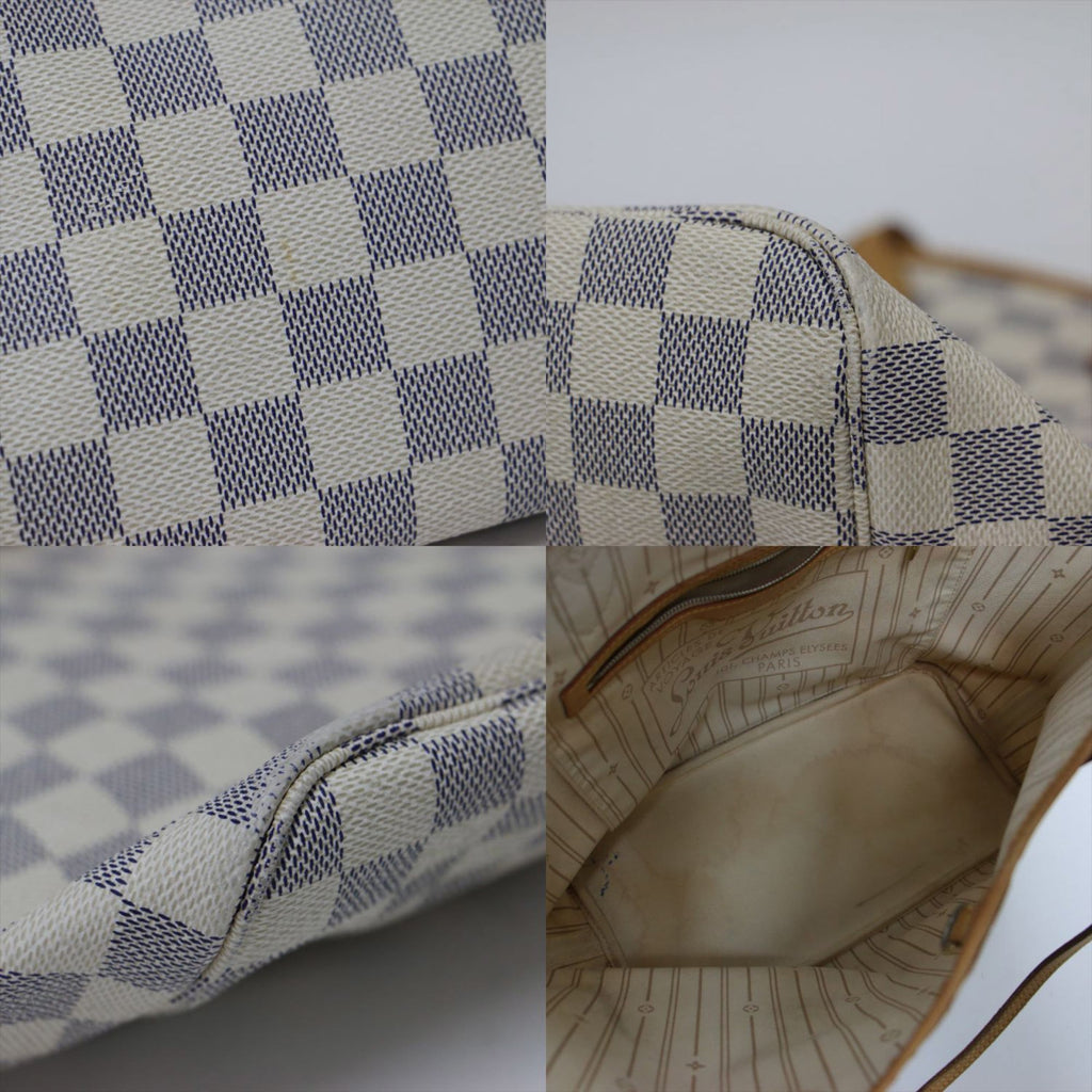 Louis Vuitton White Damier Azur Handbag Tote Bag (Pre-Owned)