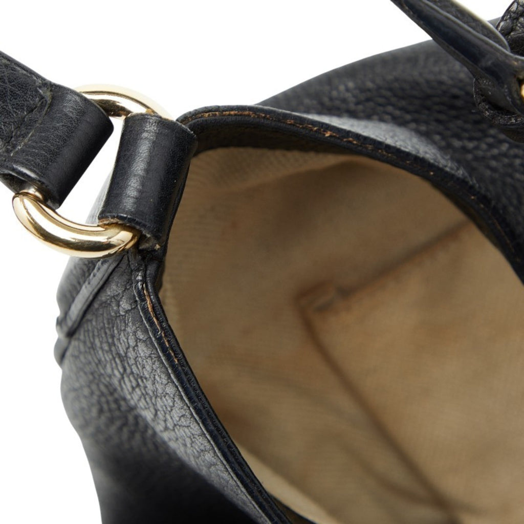 Gucci Black Leather Shoulder Bag Tote Bag (Pre-Owned)