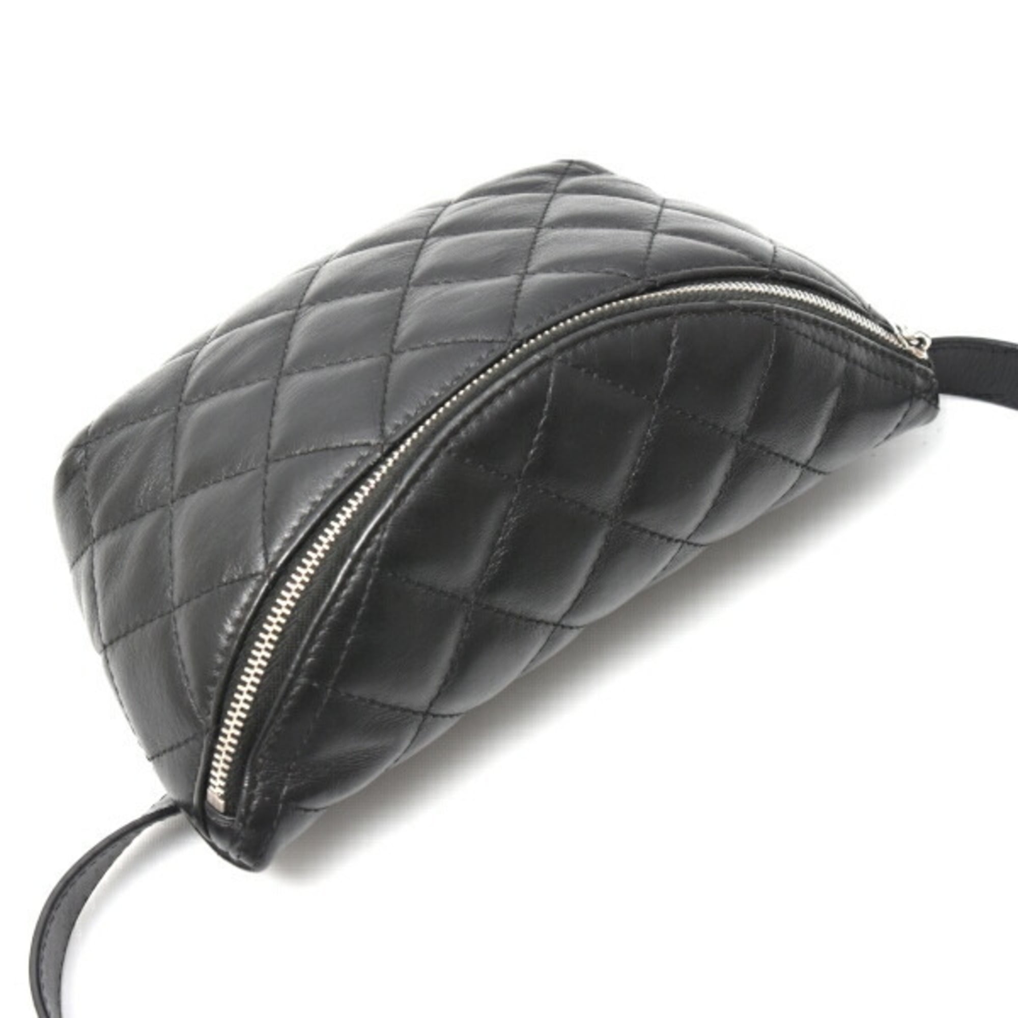 Chanel Matelasse Black Leather Fanny Pack (Pre-Owned)