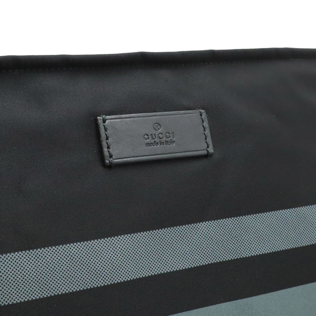 Gucci Black Gray Nylon Leather Shoulder Bag (Pre-Owned)