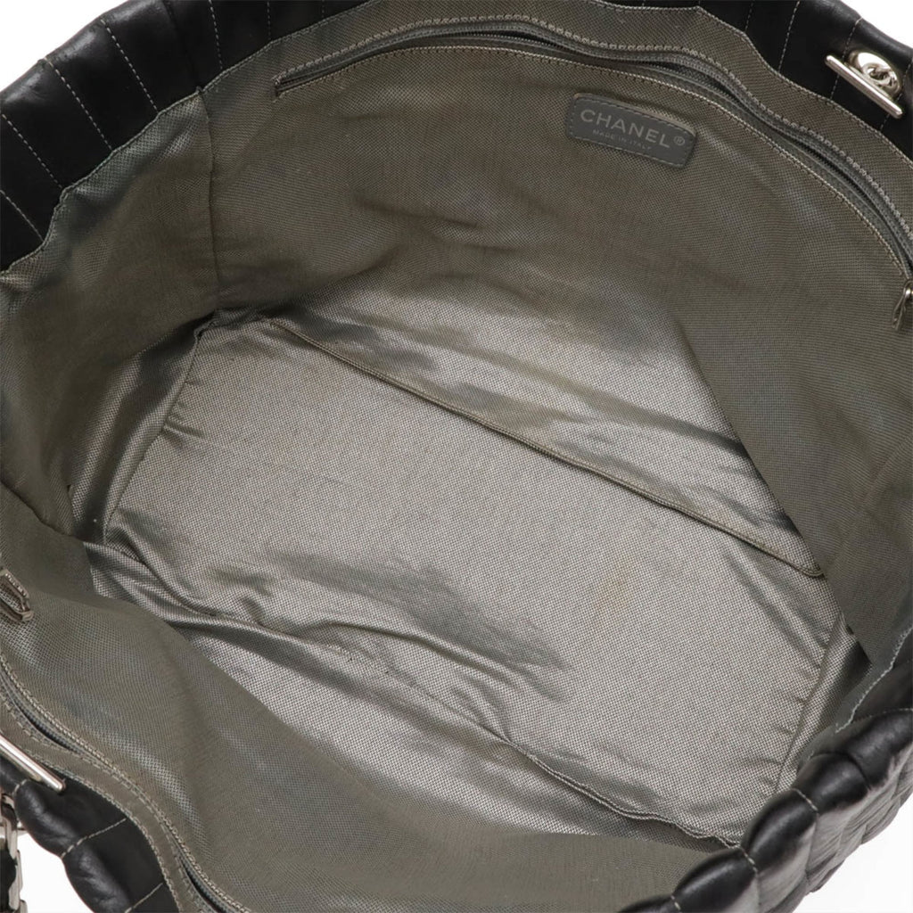 Chanel Mademoiselle Black Leather Shoulder Bag Tote Bag (Pre-Owned)