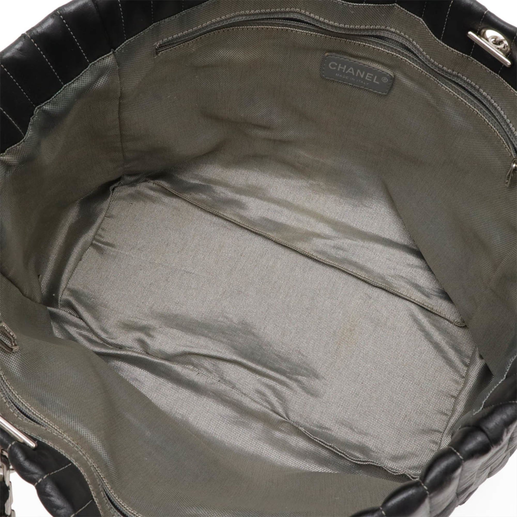 Chanel Mademoiselle Black Leather Shoulder Bag Tote Bag (Pre-Owned)