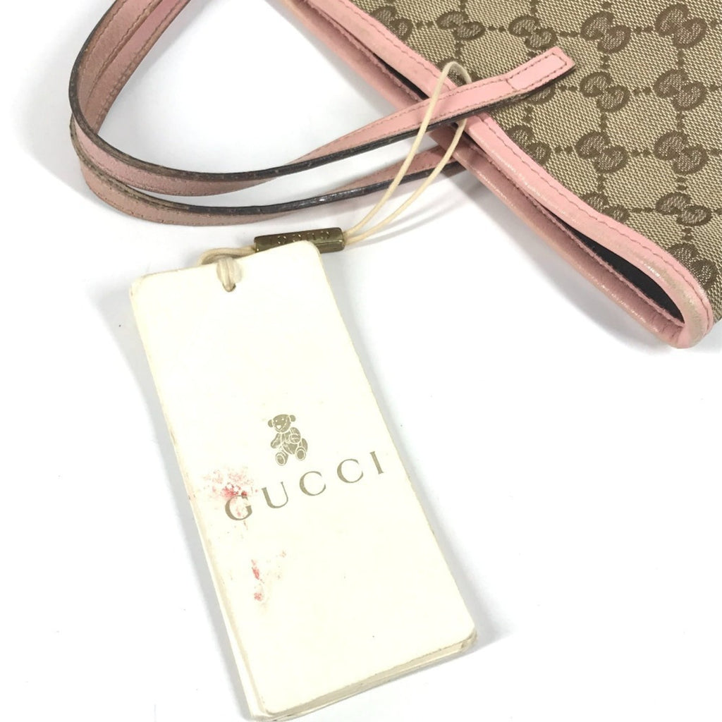 Gucci Beige Pink Gg Canvas Leather Handbag Tote Bag (Pre-Owned)