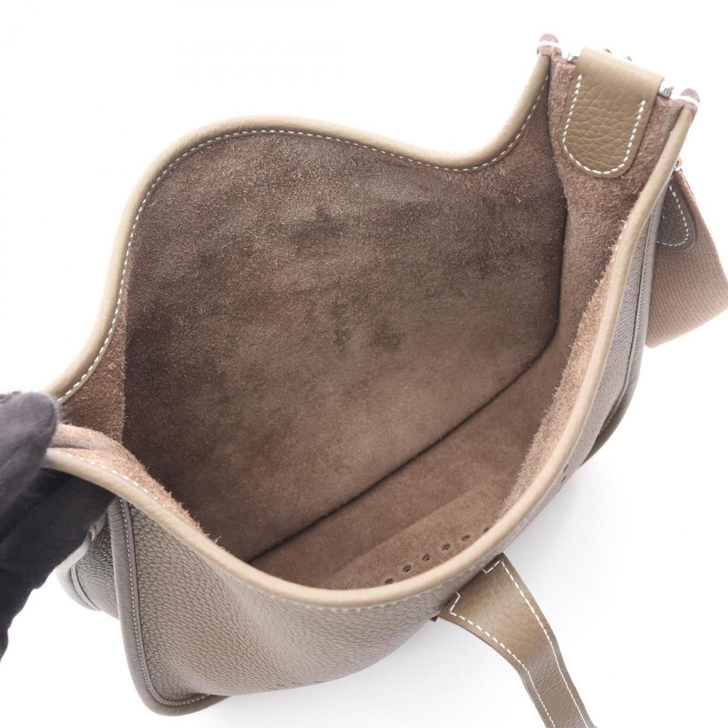 Hermes Etoupe Gray Gray Taurillon Clemence Leather Shoulder Bag (Pre-Owned)