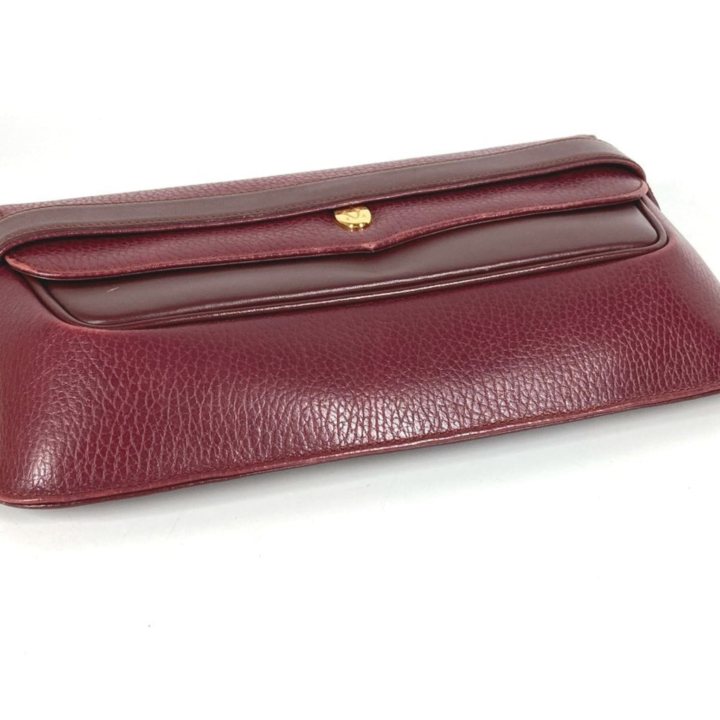 Cartier Must Wine Red Leather Clutch Bag Pouch (Pre-Owned)