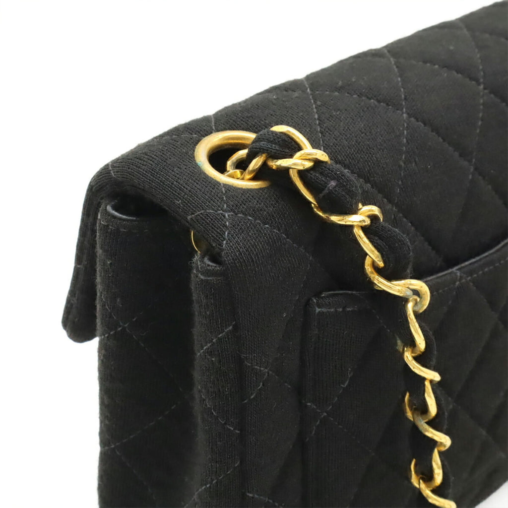 Chanel Black Cotton Pochette Shoulder Bag (Pre-Owned)