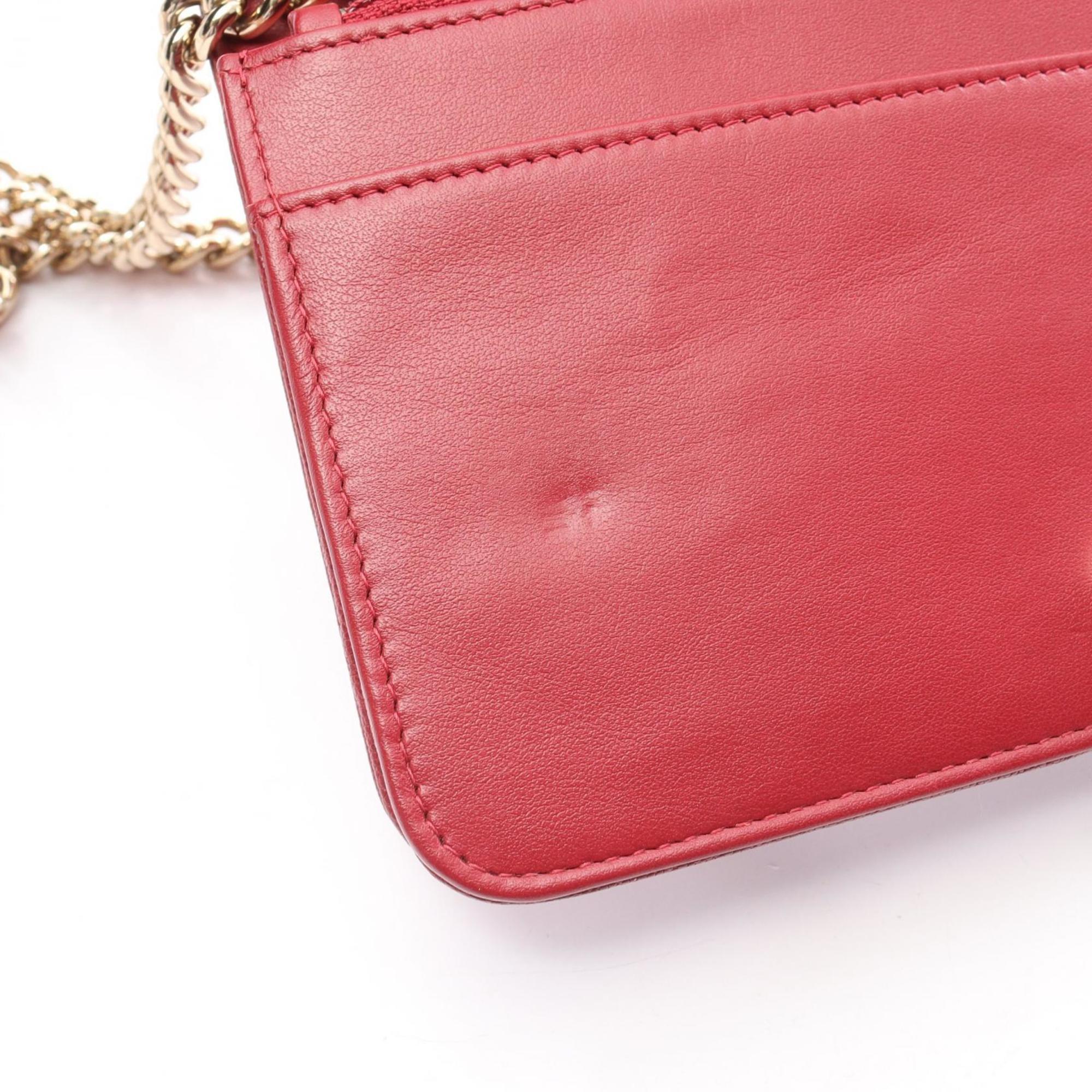 Chanel Red Color Grained Calfskin Shoulder Bag (Pre-Owned)