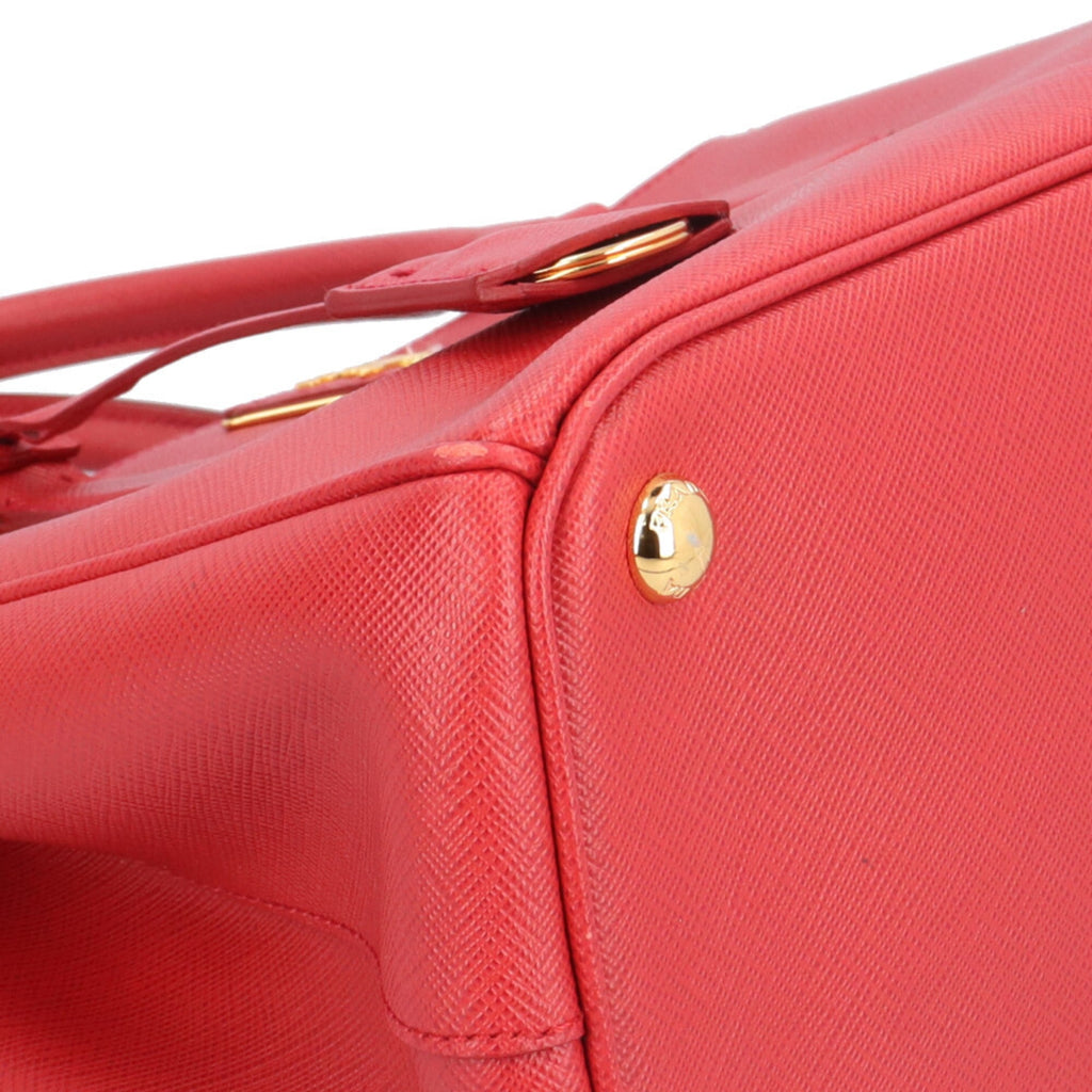 Prada Saffiano Fuoco Red Color Leather Shoulder Bag (Pre-Owned)