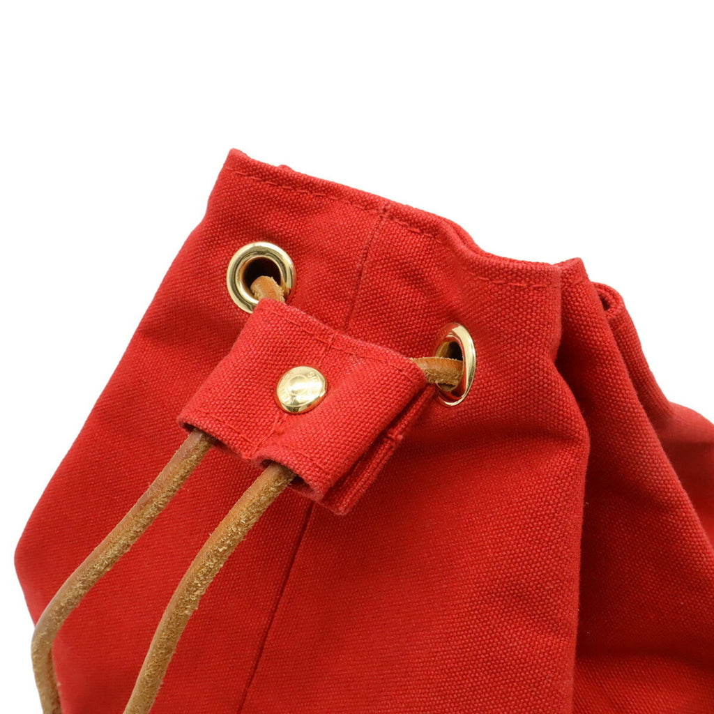 Hermes Red Color Canvas Leather Shoulder Bag (Pre-Owned)